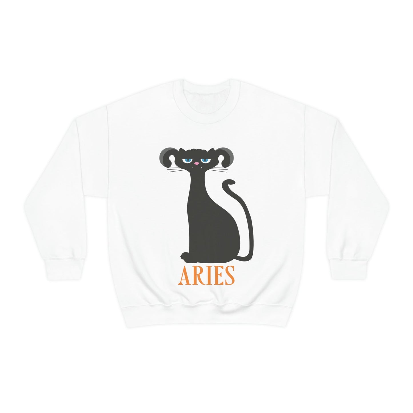 Aries Cat Zodiac Sign Unisex Heavy Blend™ Crewneck Sweatshirt Ichaku [Perfect Gifts Selection]