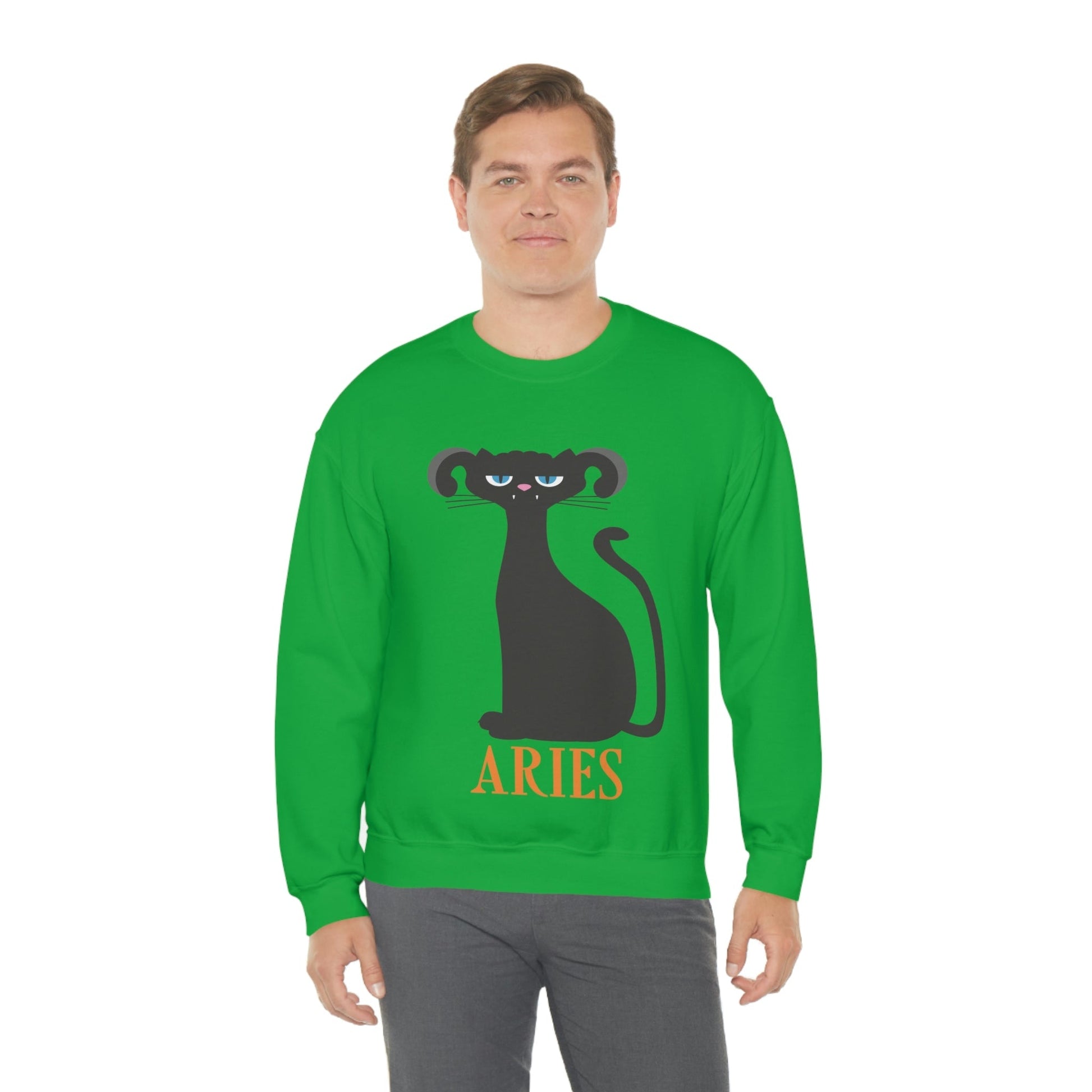 Aries Cat Zodiac Sign Unisex Heavy Blend™ Crewneck Sweatshirt Ichaku [Perfect Gifts Selection]