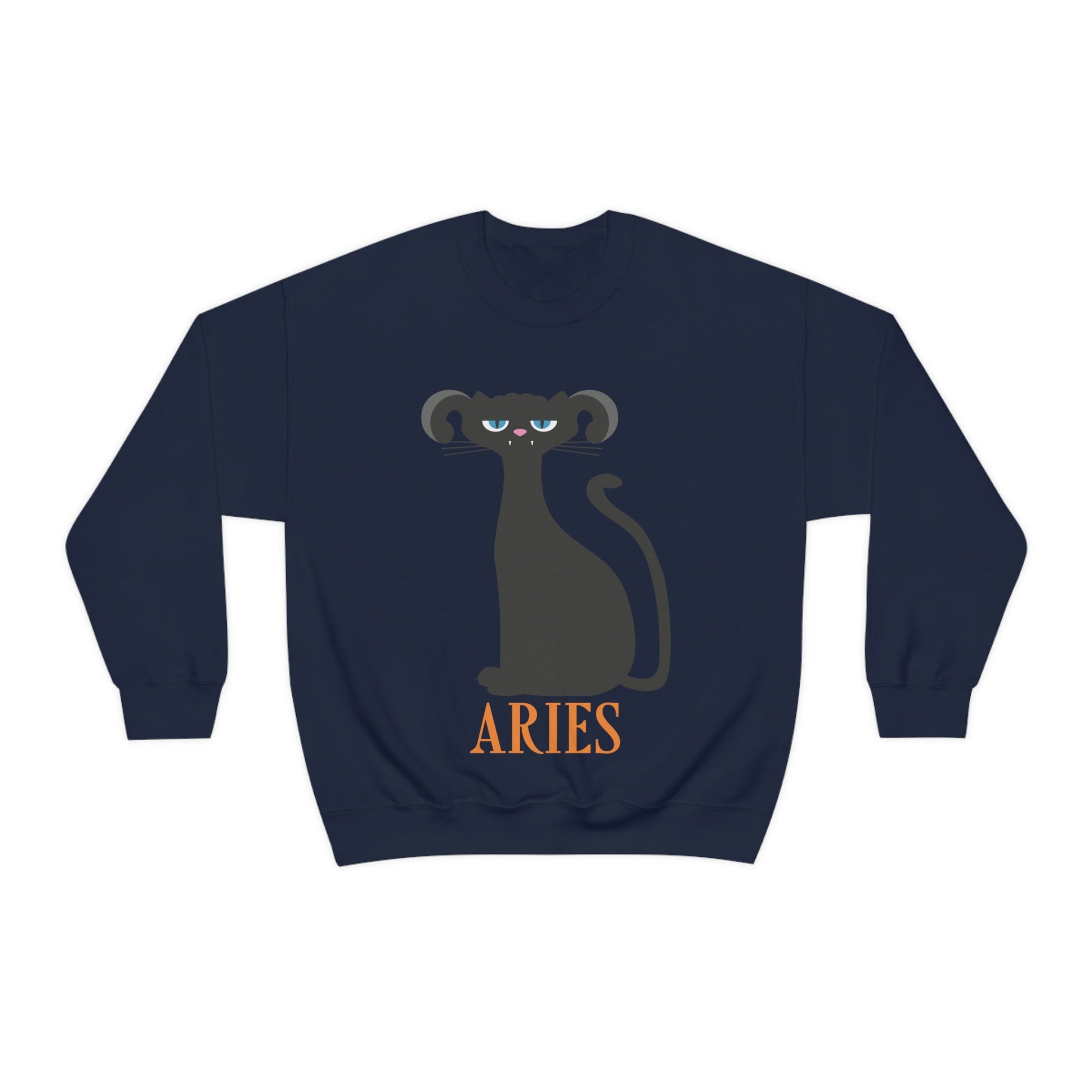 Aries Cat Zodiac Sign Unisex Heavy Blend™ Crewneck Sweatshirt Ichaku [Perfect Gifts Selection]