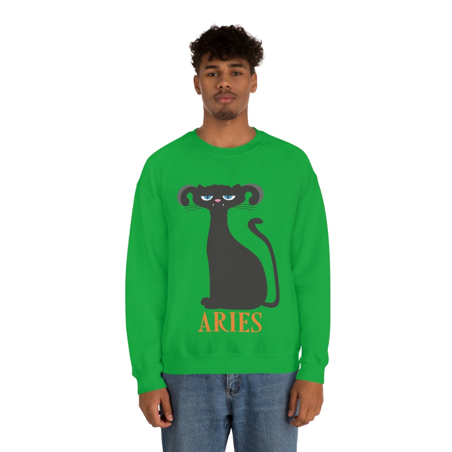 Aries Cat Zodiac Sign Unisex Heavy Blend™ Crewneck Sweatshirt Ichaku [Perfect Gifts Selection]