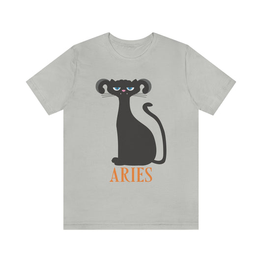 Aries Cat Zodiac Sign Unisex Jersey Short Sleeve T-Shirt Ichaku [Perfect Gifts Selection]