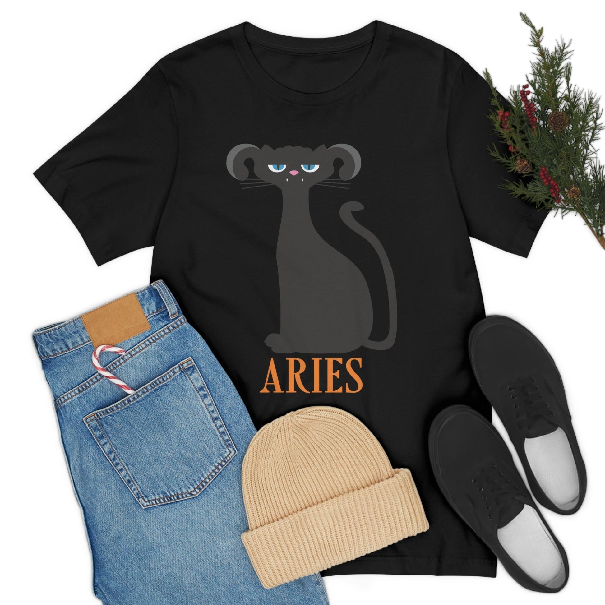 Aries Cat Zodiac Sign Unisex Jersey Short Sleeve T-Shirt Ichaku [Perfect Gifts Selection]