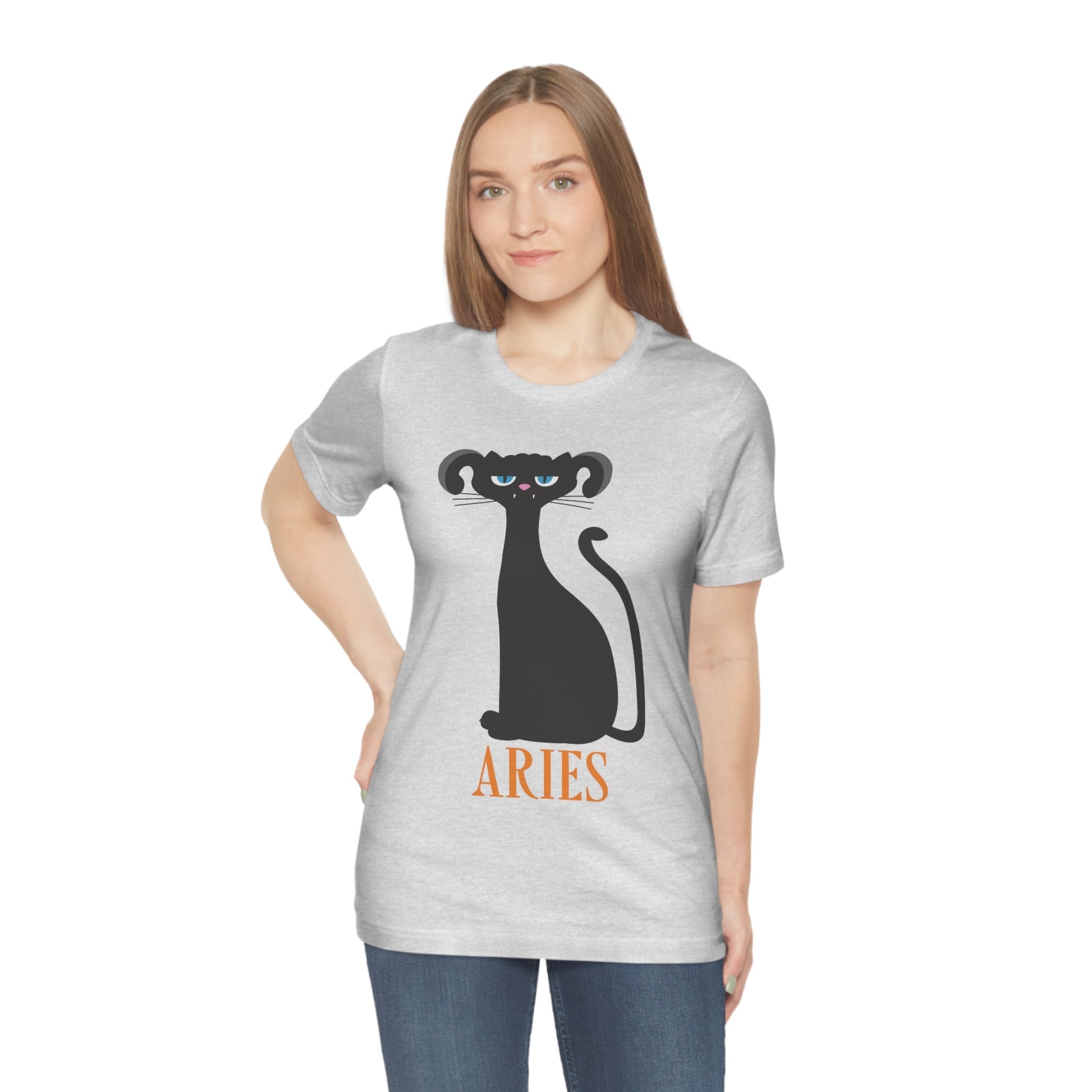 Aries Cat Zodiac Sign Unisex Jersey Short Sleeve T-Shirt Ichaku [Perfect Gifts Selection]