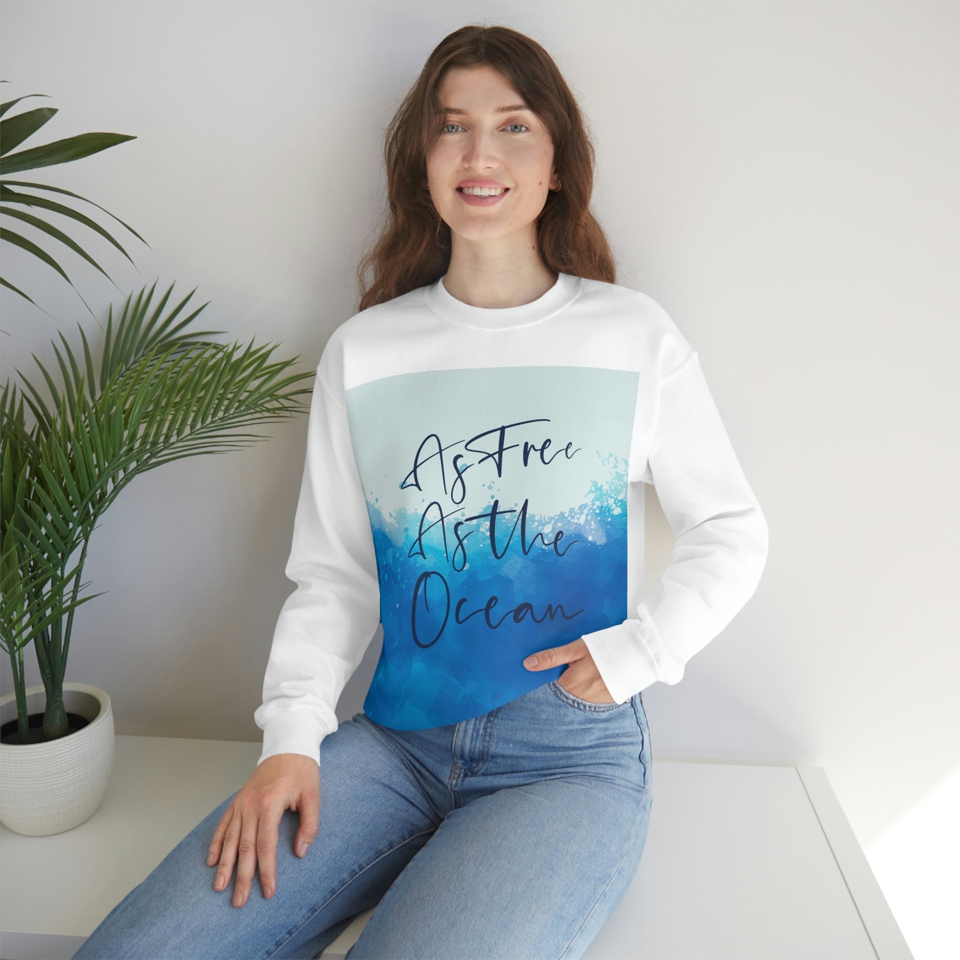 As Free As The Ocean Relationship Quotes Unisex Heavy Blend™ Crewneck Sweatshirt Ichaku [Perfect Gifts Selection]