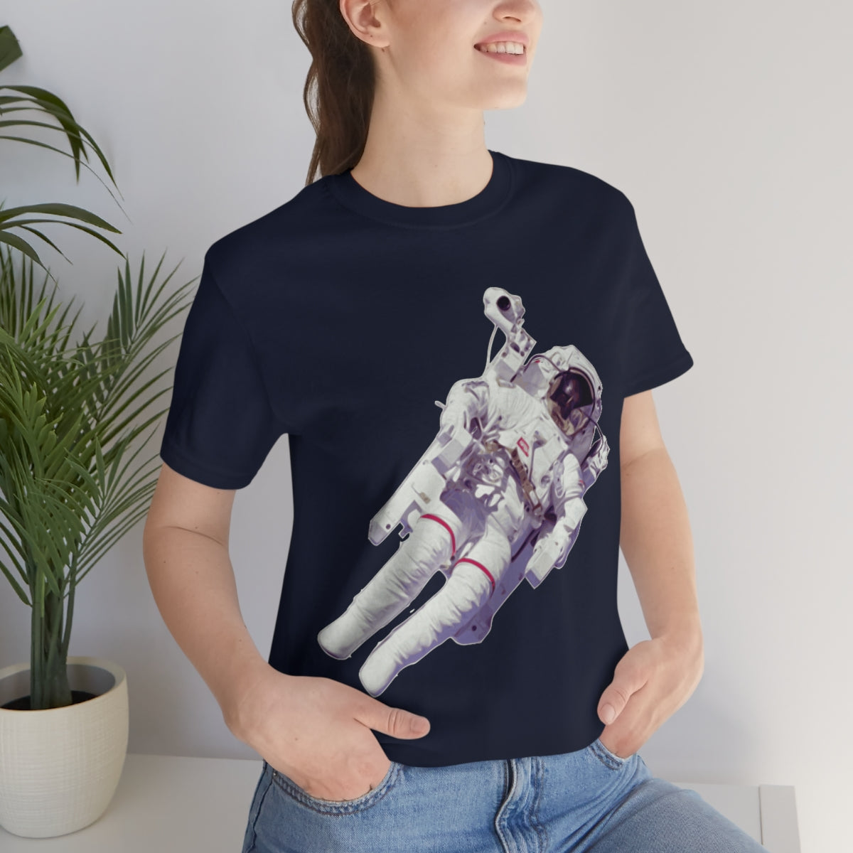 Astronaut In The Space Travel Unisex Jersey Short Sleeve T-Shirt Ichaku [Perfect Gifts Selection]