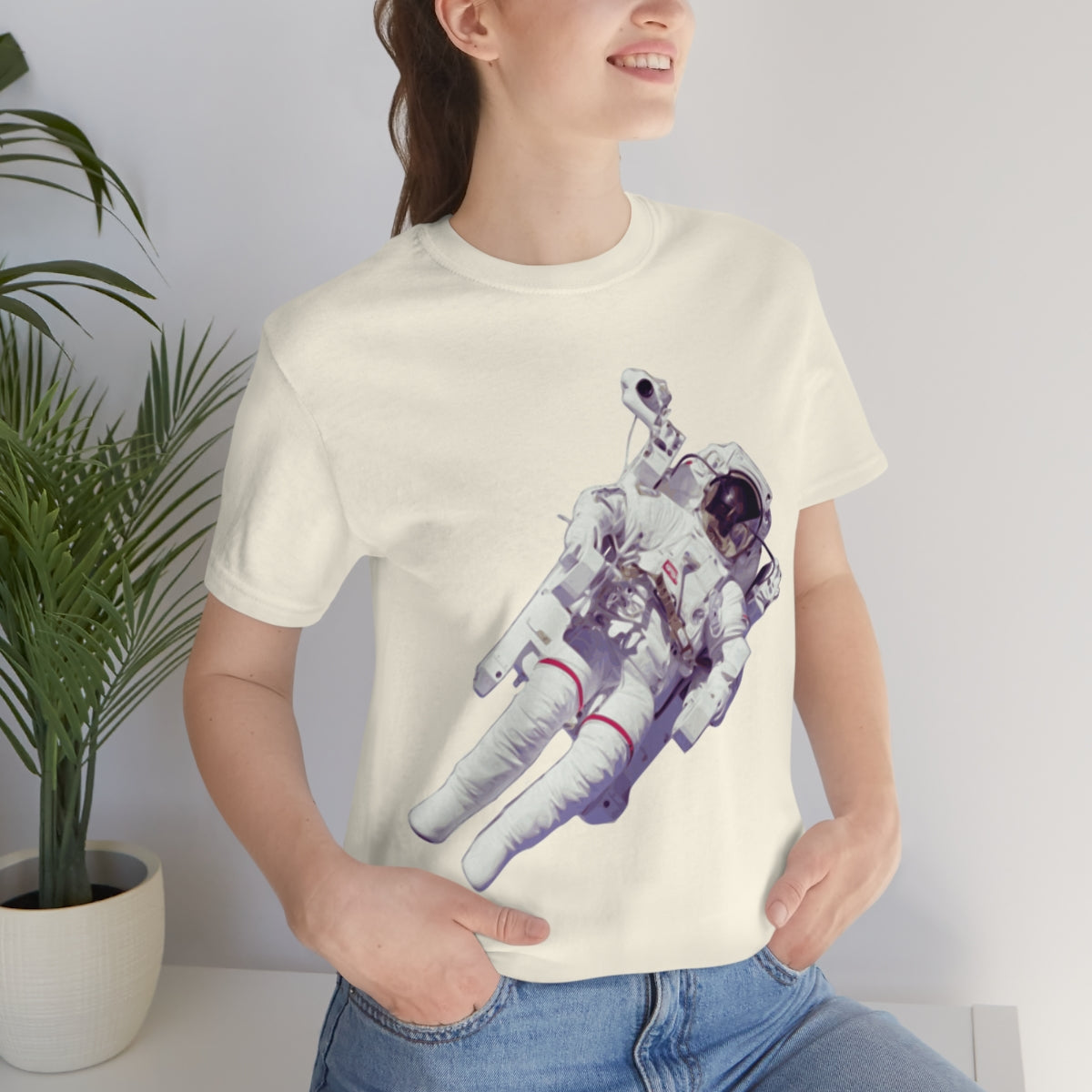 Astronaut In The Space Travel Unisex Jersey Short Sleeve T-Shirt Ichaku [Perfect Gifts Selection]