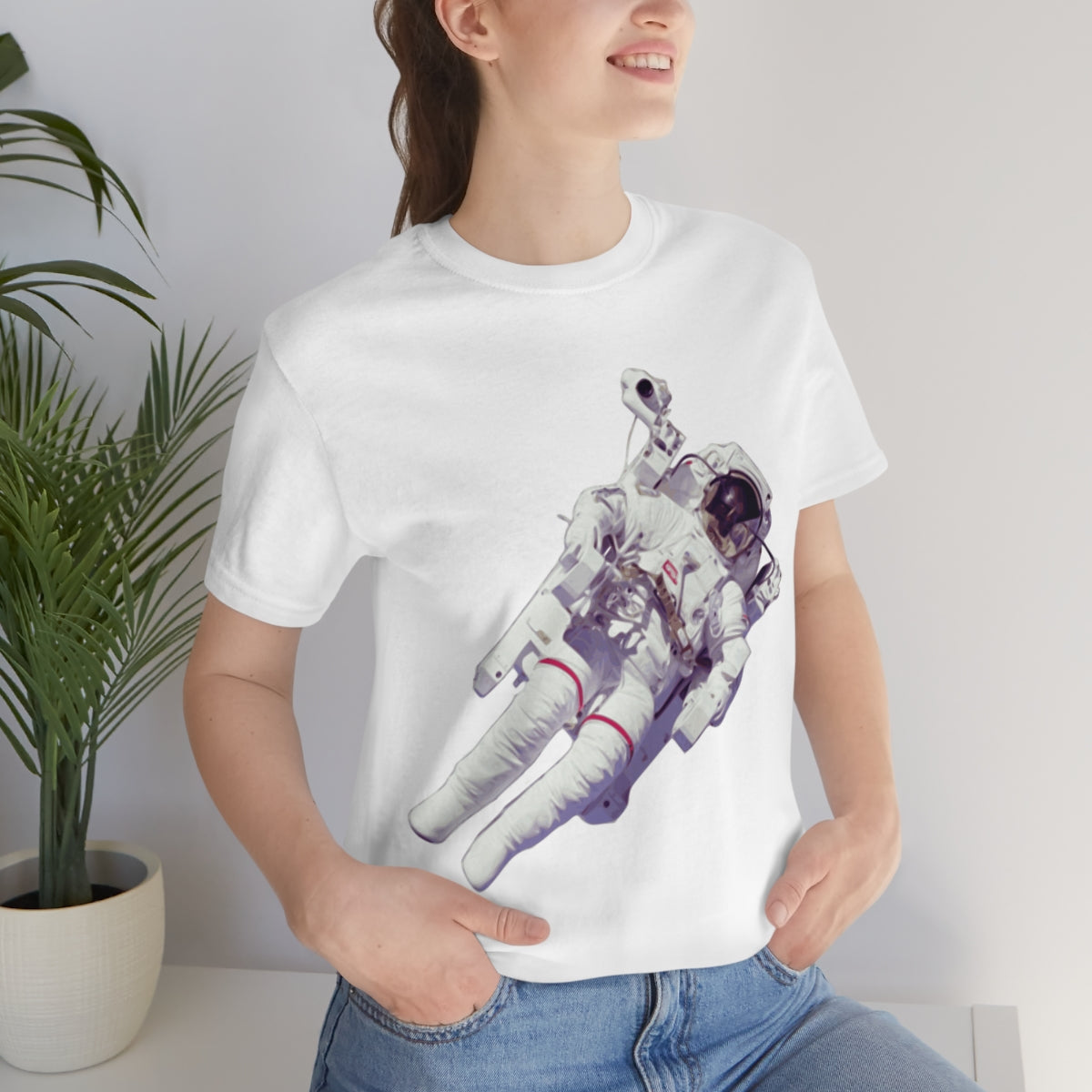 Astronaut In The Space Travel Unisex Jersey Short Sleeve T-Shirt Ichaku [Perfect Gifts Selection]