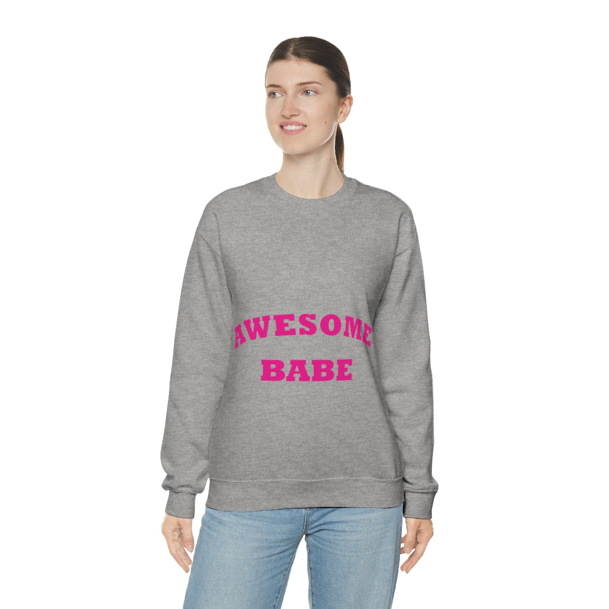 Awesome Babe Strong Feminist Unisex Heavy Blend™ Crewneck Sweatshirt Ichaku [Perfect Gifts Selection]