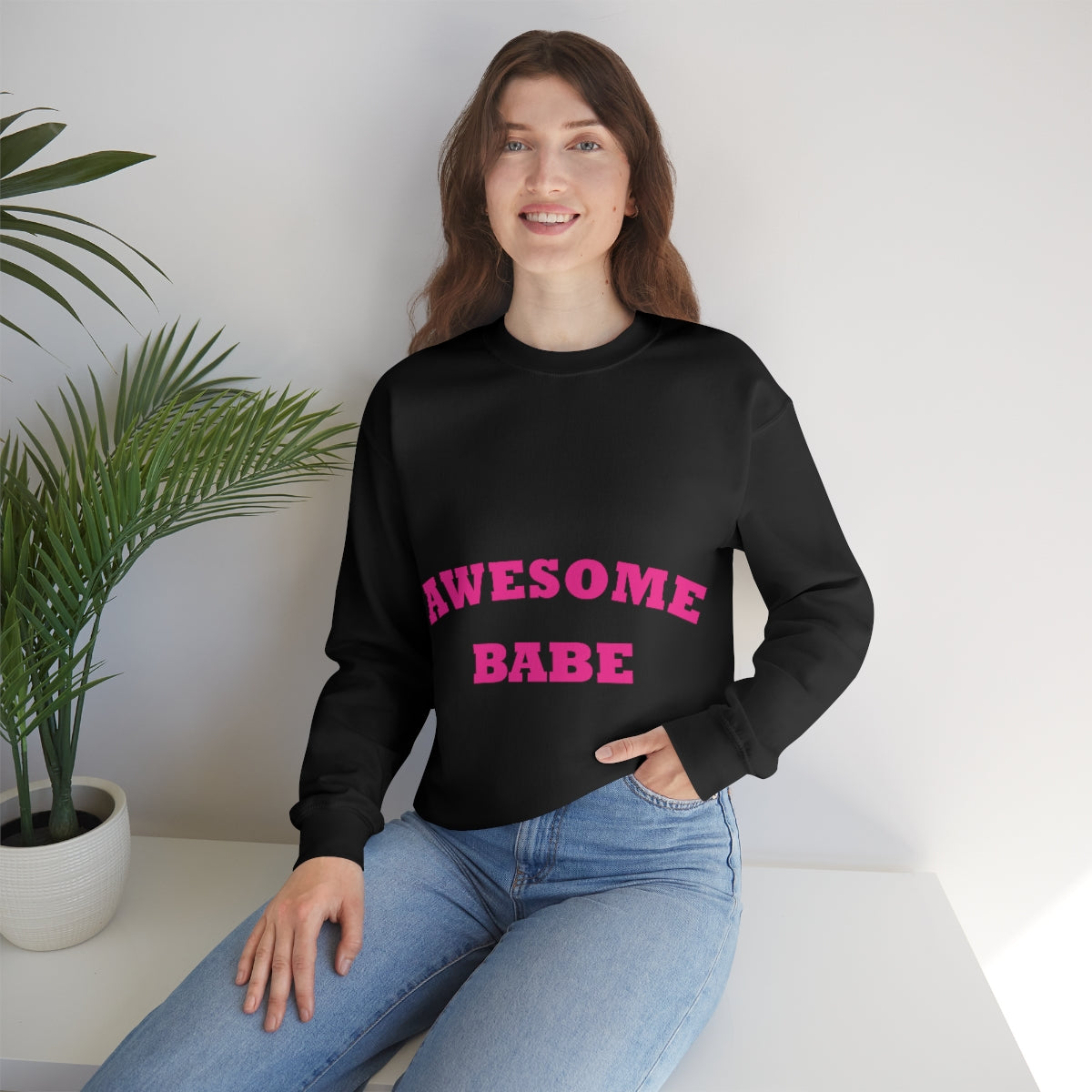 Awesome Babe Strong Feminist Unisex Heavy Blend™ Crewneck Sweatshirt Ichaku [Perfect Gifts Selection]