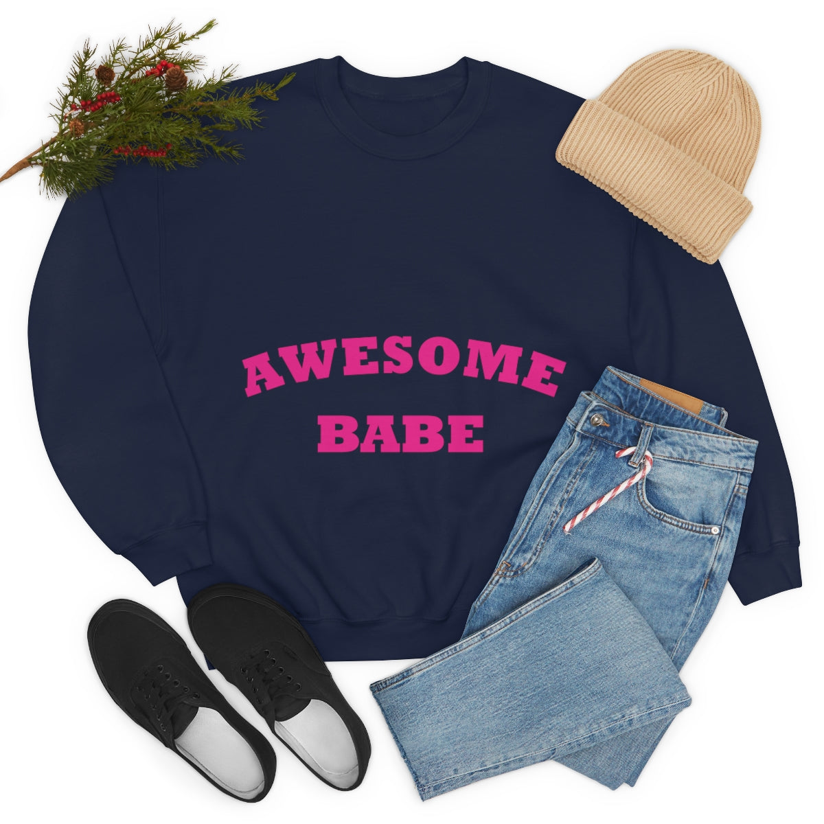 Awesome Babe Strong Feminist Unisex Heavy Blend™ Crewneck Sweatshirt Ichaku [Perfect Gifts Selection]