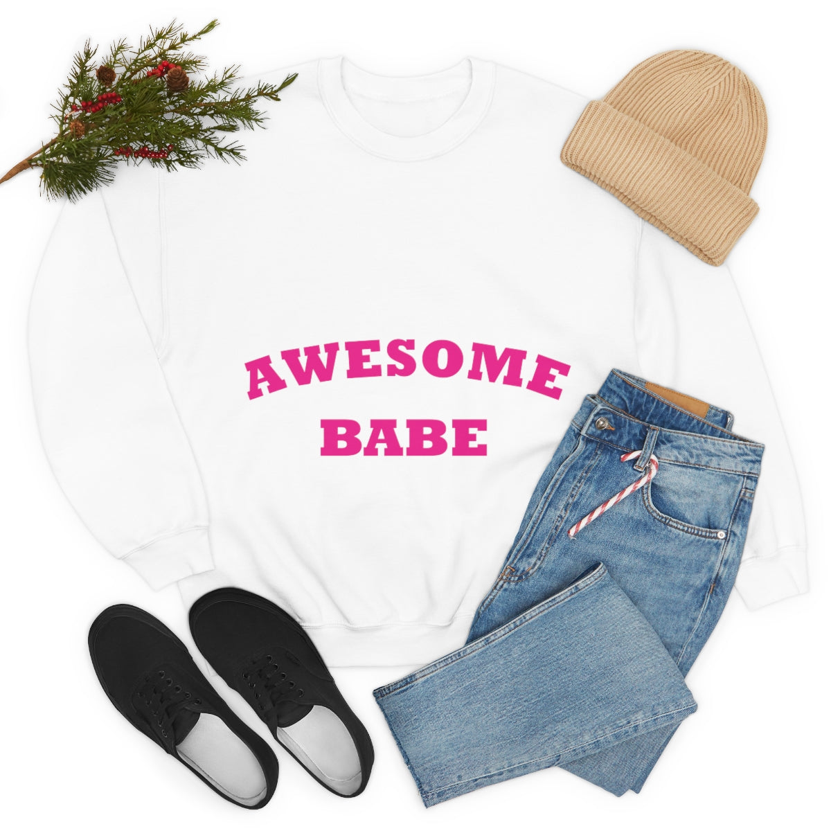 Awesome Babe Strong Feminist Unisex Heavy Blend™ Crewneck Sweatshirt Ichaku [Perfect Gifts Selection]