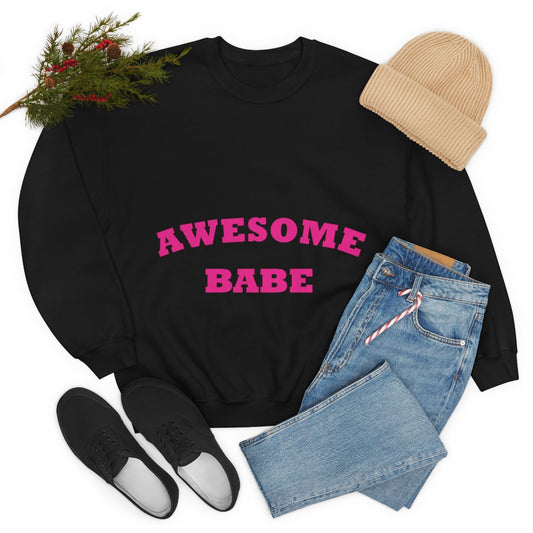 Awesome Babe Strong Feminist Unisex Heavy Blend™ Crewneck Sweatshirt Ichaku [Perfect Gifts Selection]