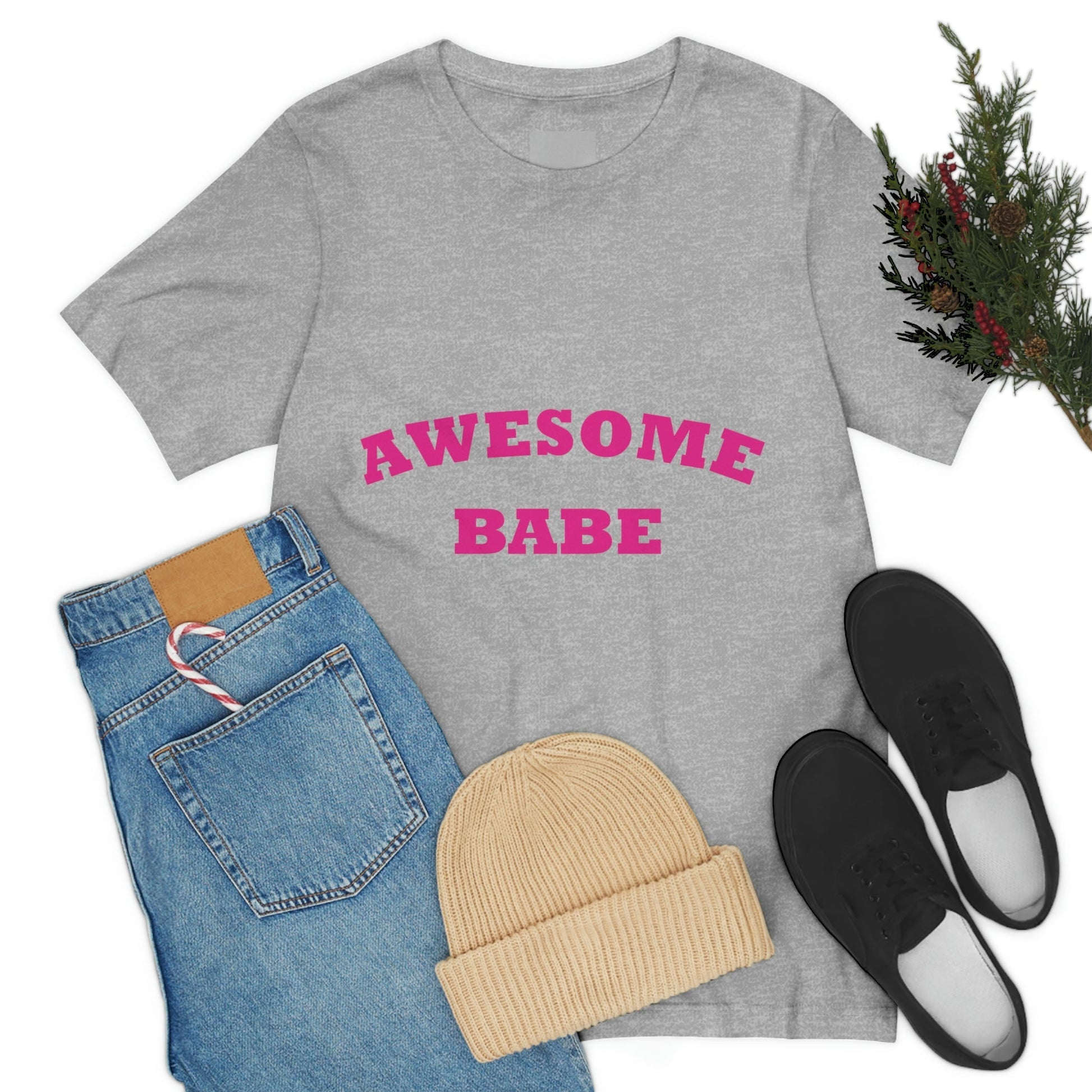 Awesome Babe Strong Feminist Unisex Jersey Short Sleeve T-Shirt Ichaku [Perfect Gifts Selection]