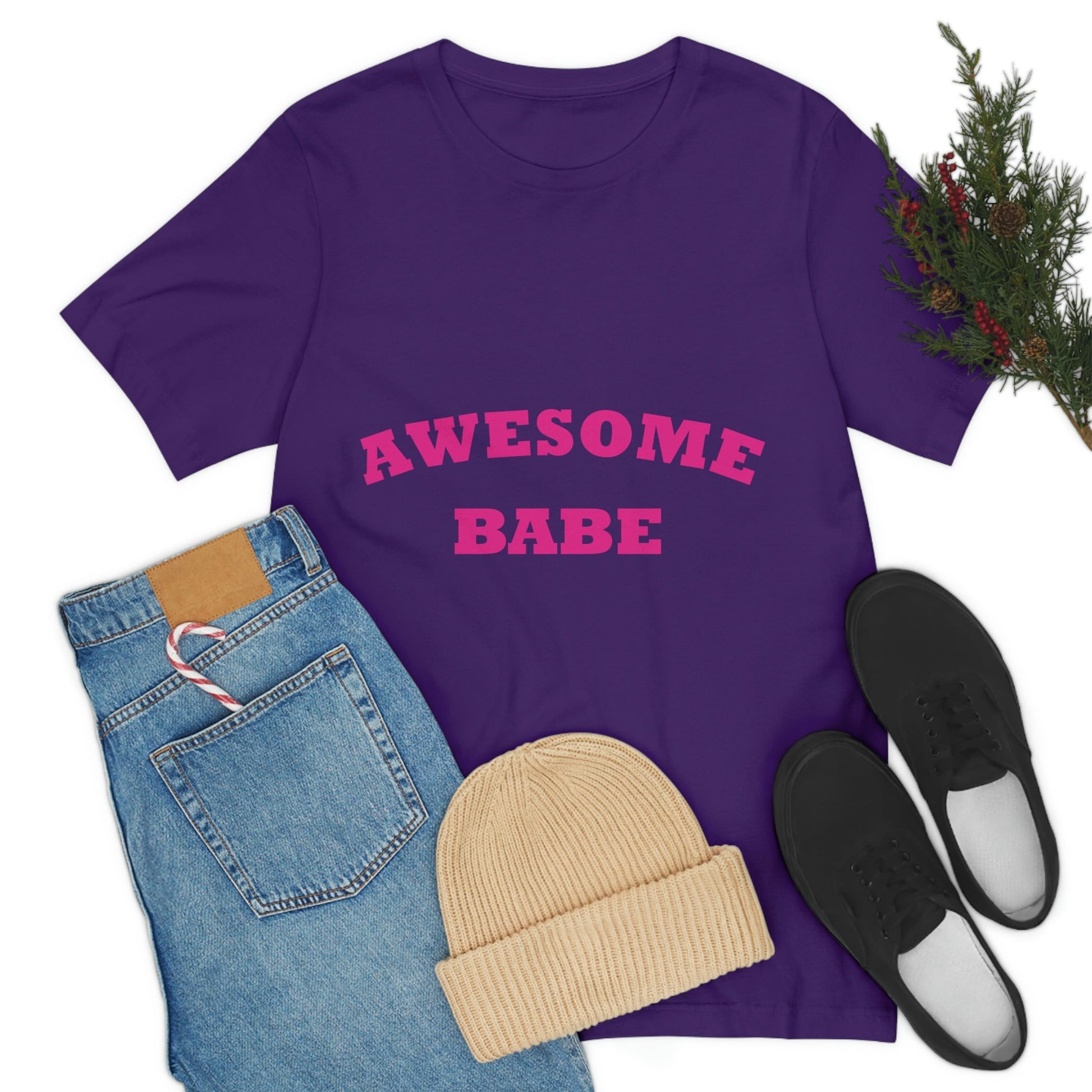 Awesome Babe Strong Feminist Unisex Jersey Short Sleeve T-Shirt Ichaku [Perfect Gifts Selection]