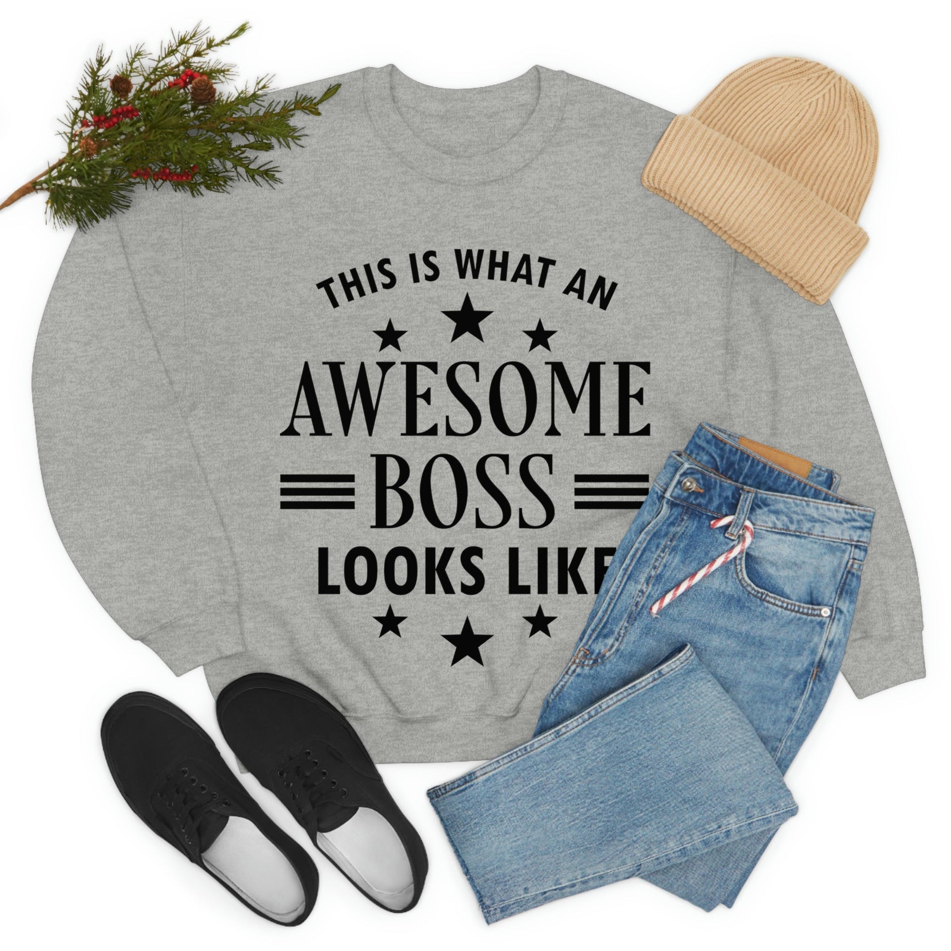 Awesome Boss Funny Slogan Sarcastic Quotes Unisex Heavy Blend™ Crewneck Sweatshirt Ichaku [Perfect Gifts Selection]