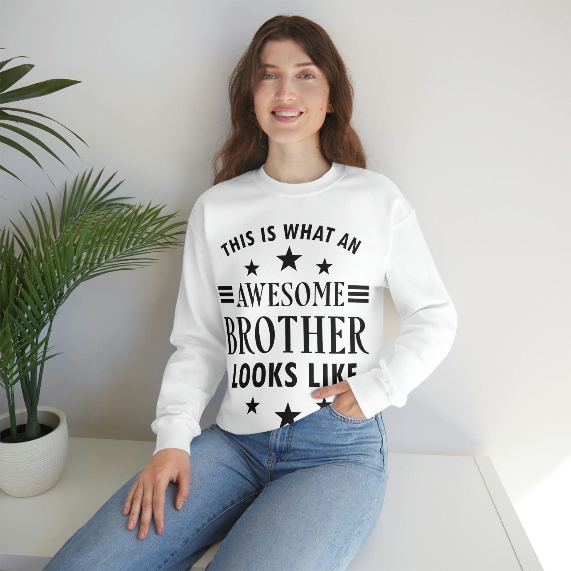 Awesome Brother Funny Slogan Sarcastic Quotes Black Text Unisex Heavy Blend™ Crewneck Sweatshirt Ichaku [Perfect Gifts Selection]