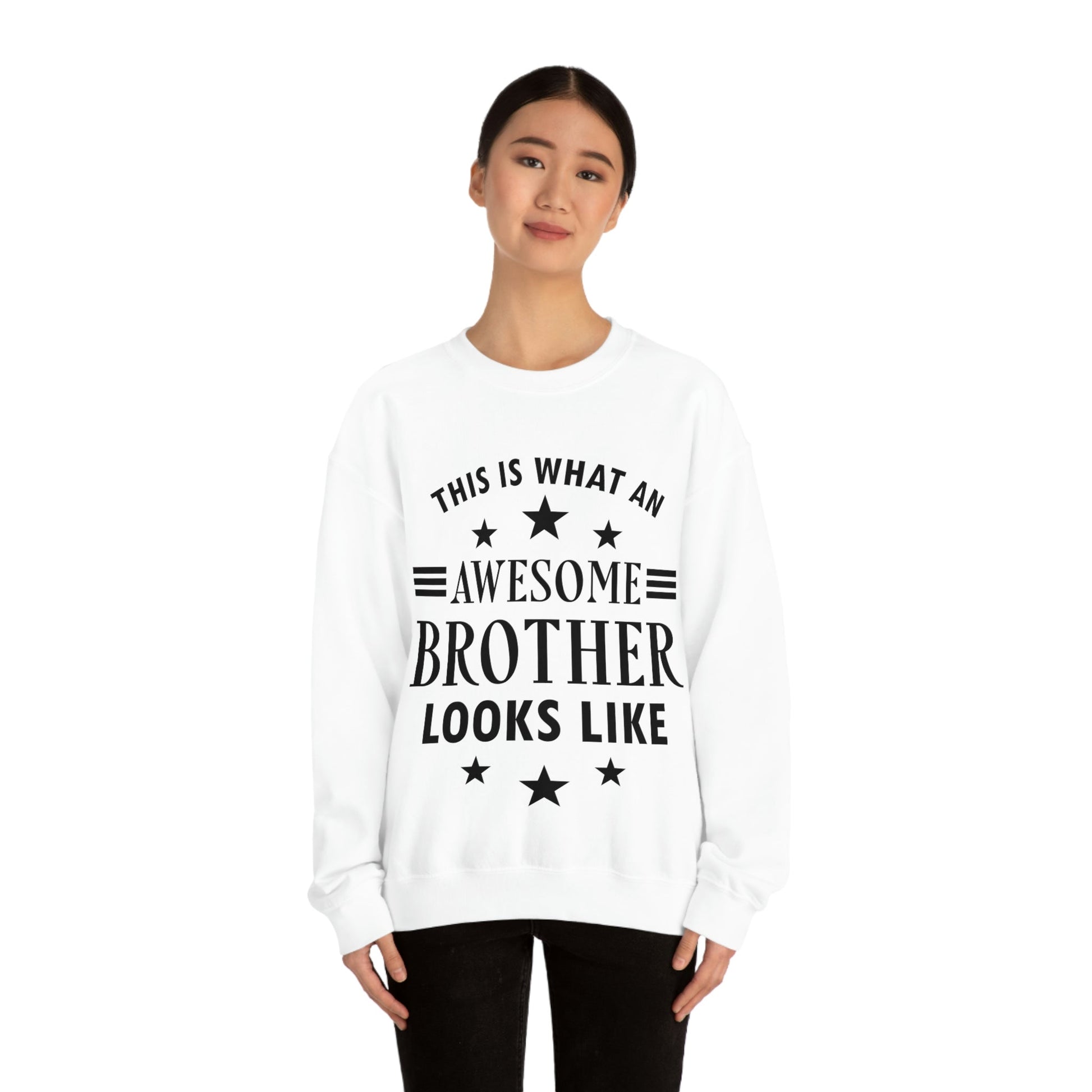 Awesome Brother Funny Slogan Sarcastic Quotes Black Text Unisex Heavy Blend™ Crewneck Sweatshirt Ichaku [Perfect Gifts Selection]