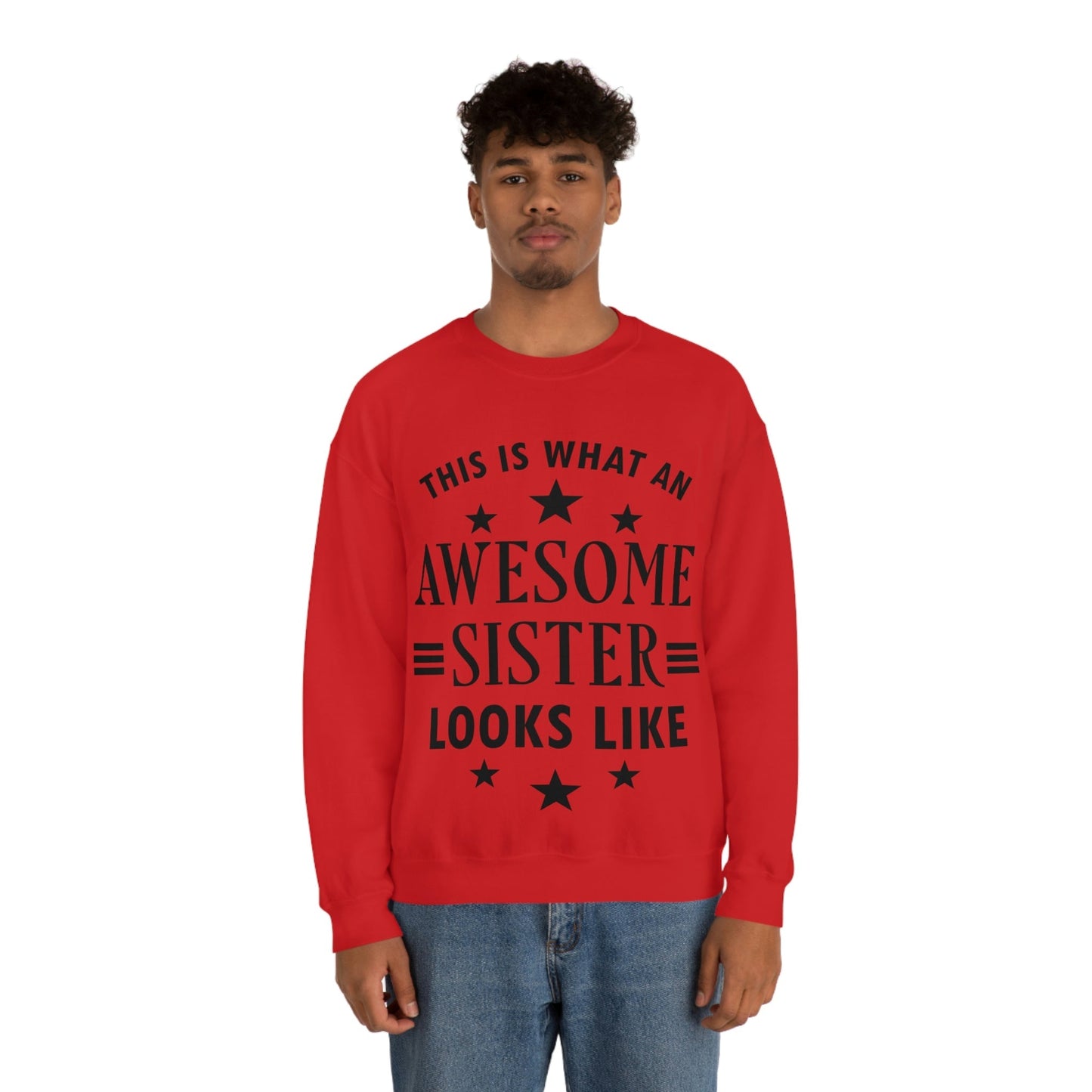 Awesome Sister Funny Slogan Sarcastic Quotes Black Text Unisex Heavy Blend™ Crewneck Sweatshirt Ichaku [Perfect Gifts Selection]