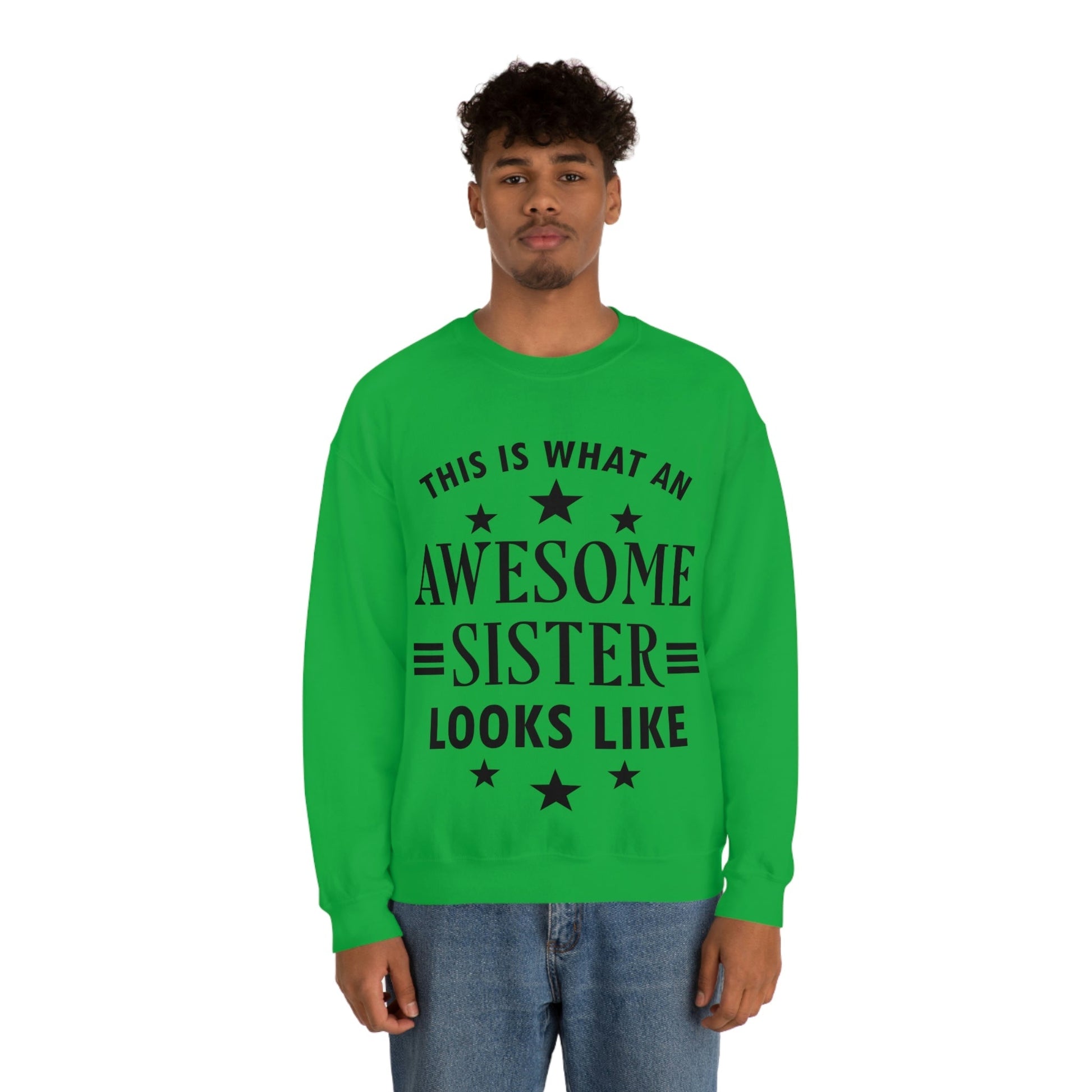 Awesome Sister Funny Slogan Sarcastic Quotes Black Text Unisex Heavy Blend™ Crewneck Sweatshirt Ichaku [Perfect Gifts Selection]