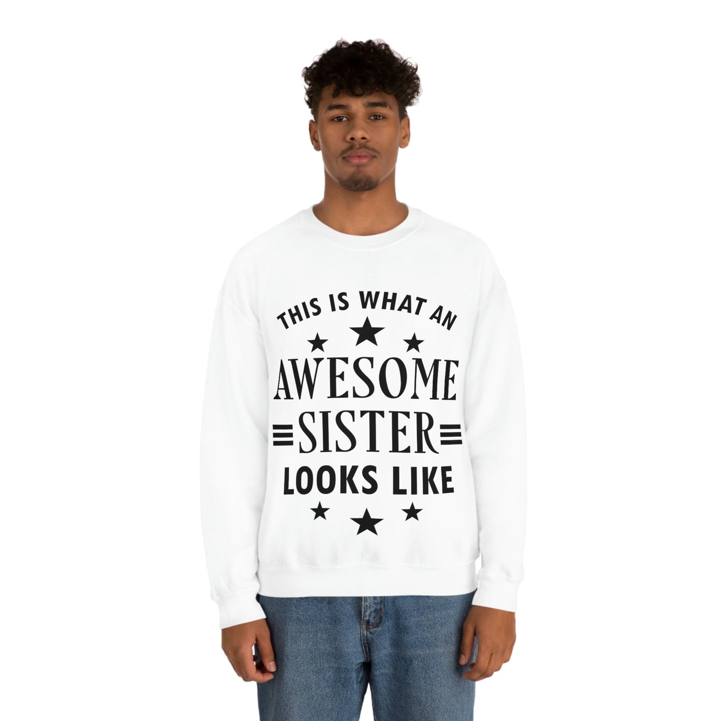 Awesome Sister Funny Slogan Sarcastic Quotes Black Text Unisex Heavy Blend™ Crewneck Sweatshirt Ichaku [Perfect Gifts Selection]