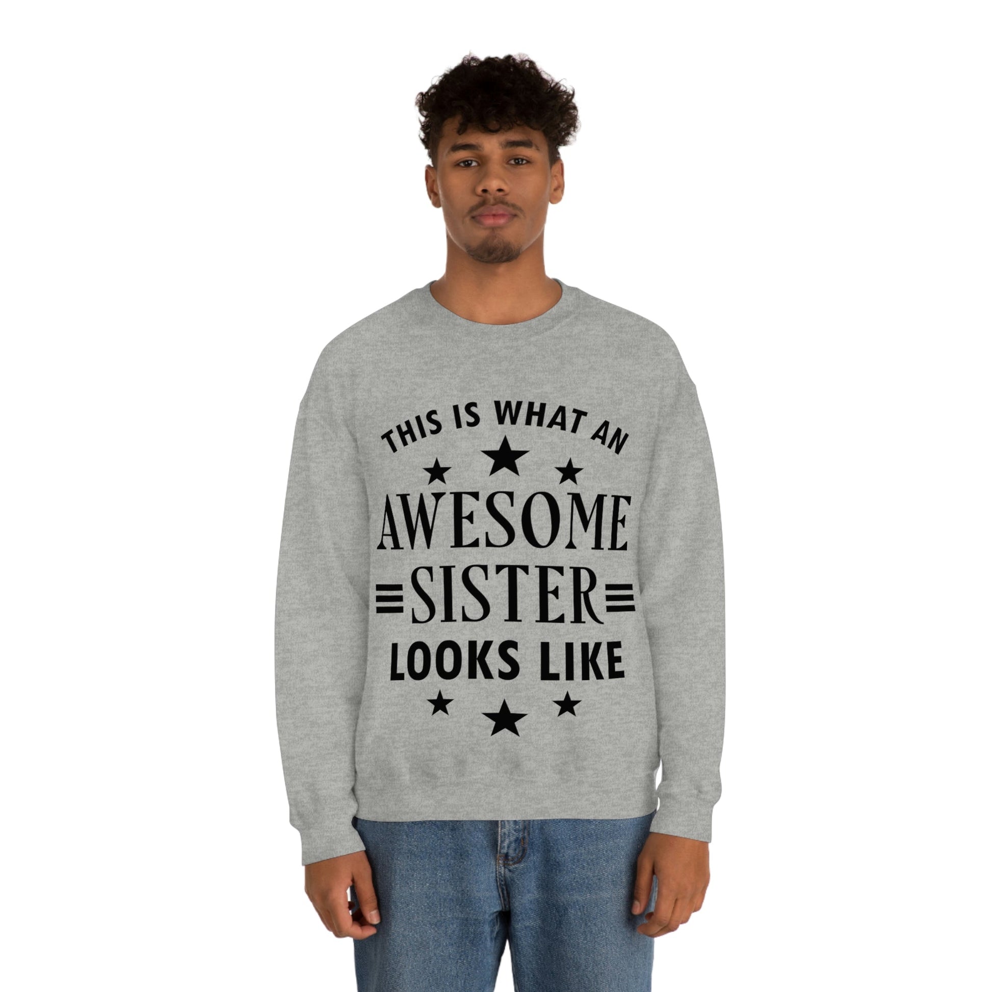 Awesome Sister Funny Slogan Sarcastic Quotes Black Text Unisex Heavy Blend™ Crewneck Sweatshirt Ichaku [Perfect Gifts Selection]