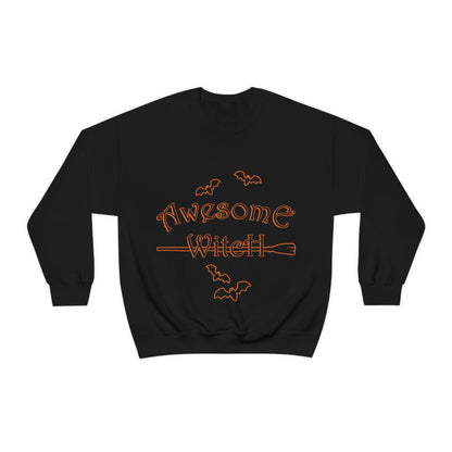 Awesome Witch Halloween Unisex Heavy Blend™ Crewneck Sweatshirt Ichaku [Perfect Gifts Selection]