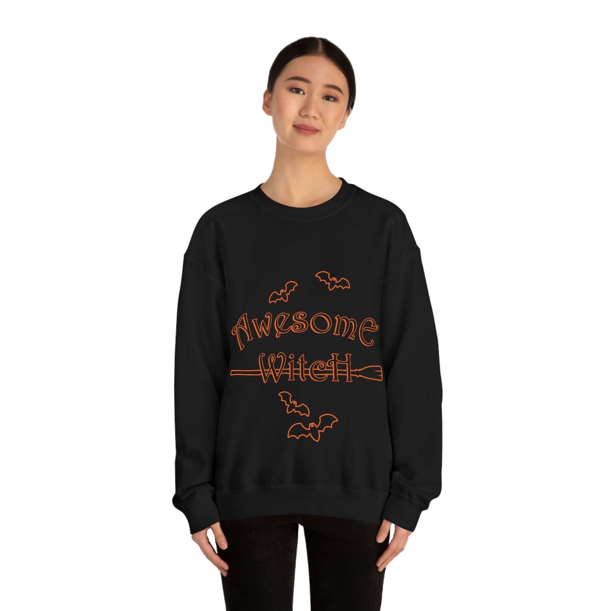 Awesome Witch Halloween Unisex Heavy Blend™ Crewneck Sweatshirt Ichaku [Perfect Gifts Selection]