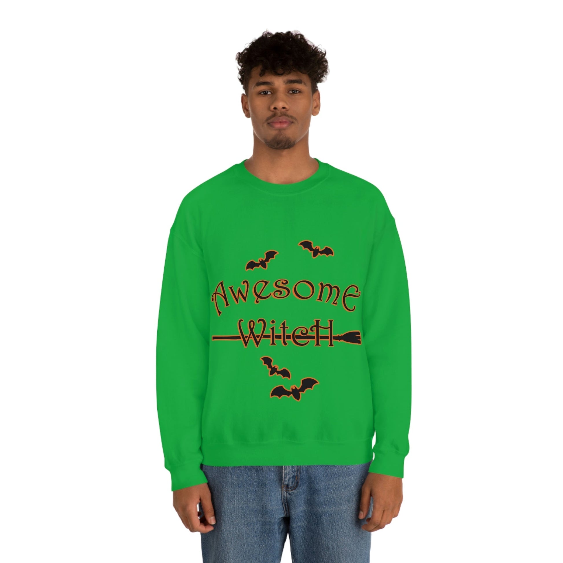 Awesome Witch Halloween Unisex Heavy Blend™ Crewneck Sweatshirt Ichaku [Perfect Gifts Selection]