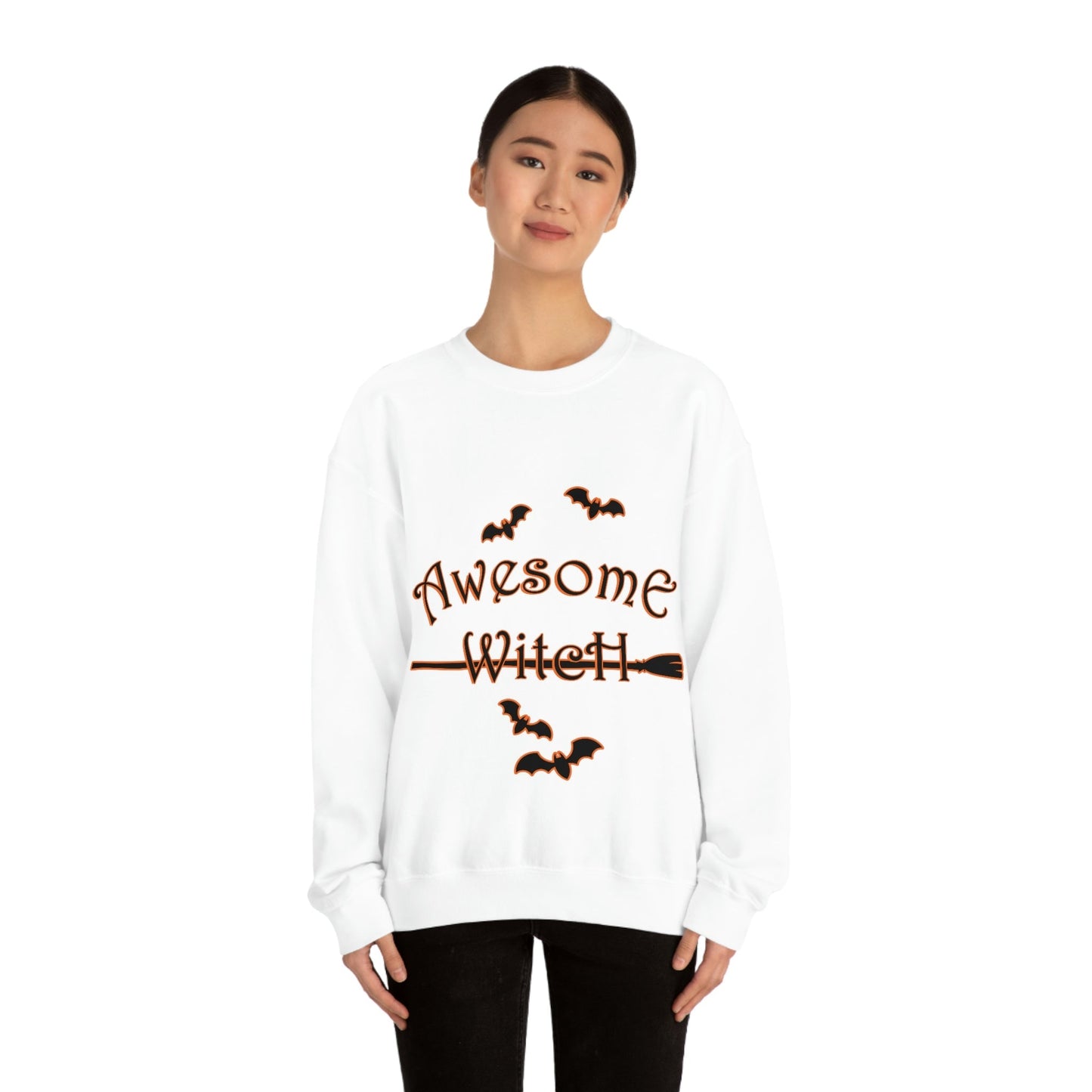 Awesome Witch Halloween Unisex Heavy Blend™ Crewneck Sweatshirt Ichaku [Perfect Gifts Selection]