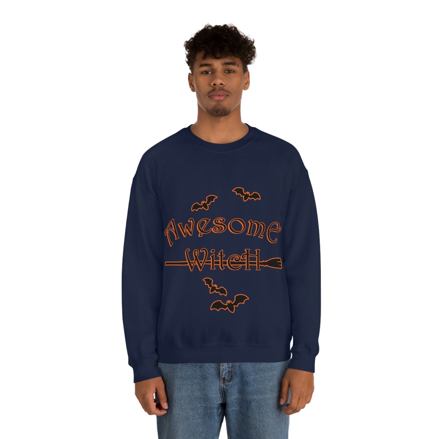 Awesome Witch Halloween Unisex Heavy Blend™ Crewneck Sweatshirt Ichaku [Perfect Gifts Selection]