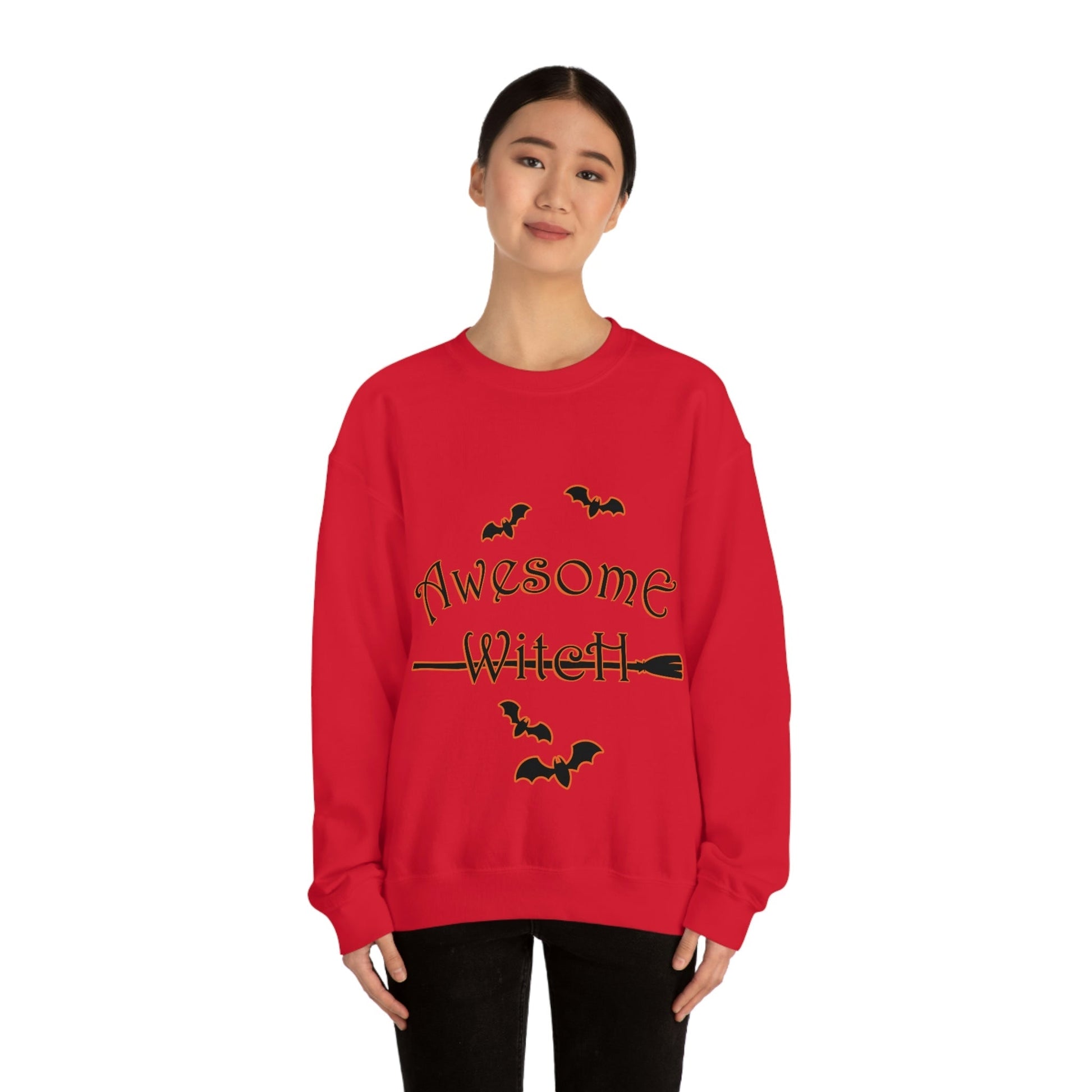 Awesome Witch Halloween Unisex Heavy Blend™ Crewneck Sweatshirt Ichaku [Perfect Gifts Selection]