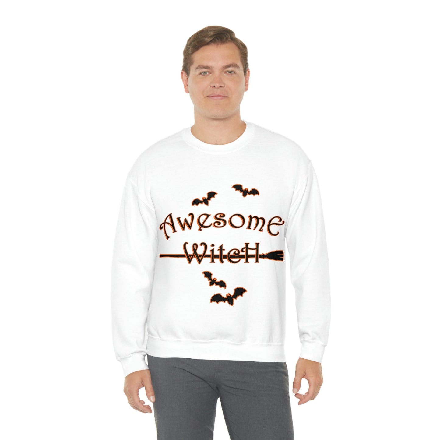 Awesome Witch Halloween Unisex Heavy Blend™ Crewneck Sweatshirt Ichaku [Perfect Gifts Selection]