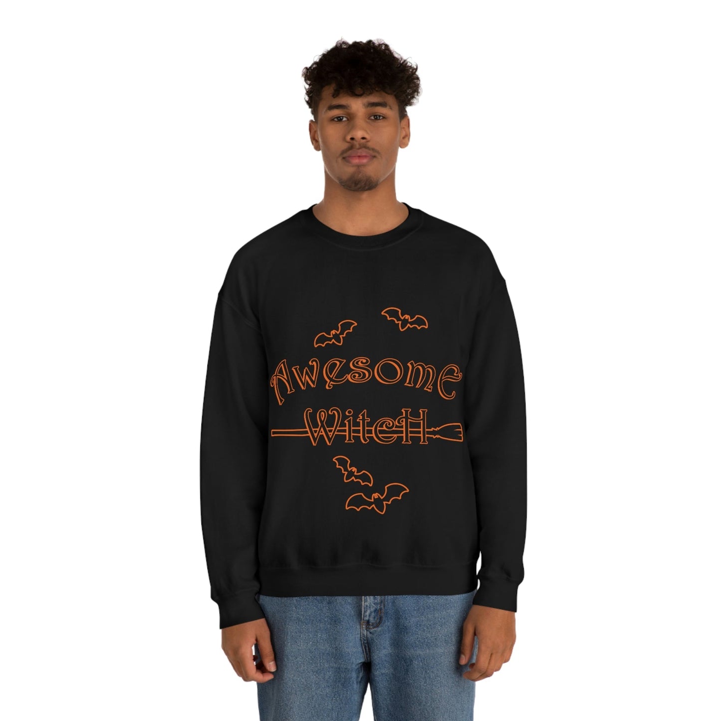 Awesome Witch Halloween Unisex Heavy Blend™ Crewneck Sweatshirt Ichaku [Perfect Gifts Selection]