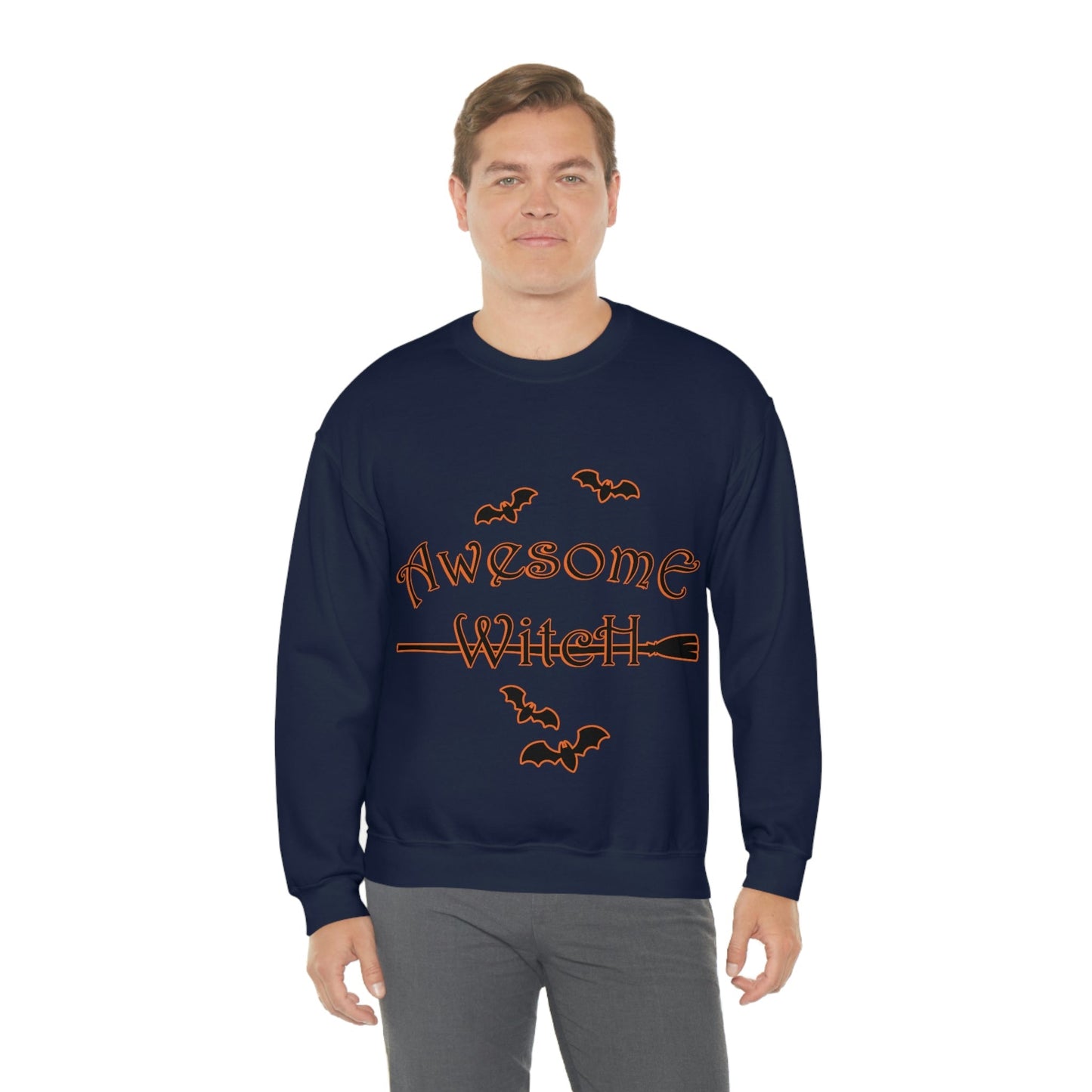 Awesome Witch Halloween Unisex Heavy Blend™ Crewneck Sweatshirt Ichaku [Perfect Gifts Selection]