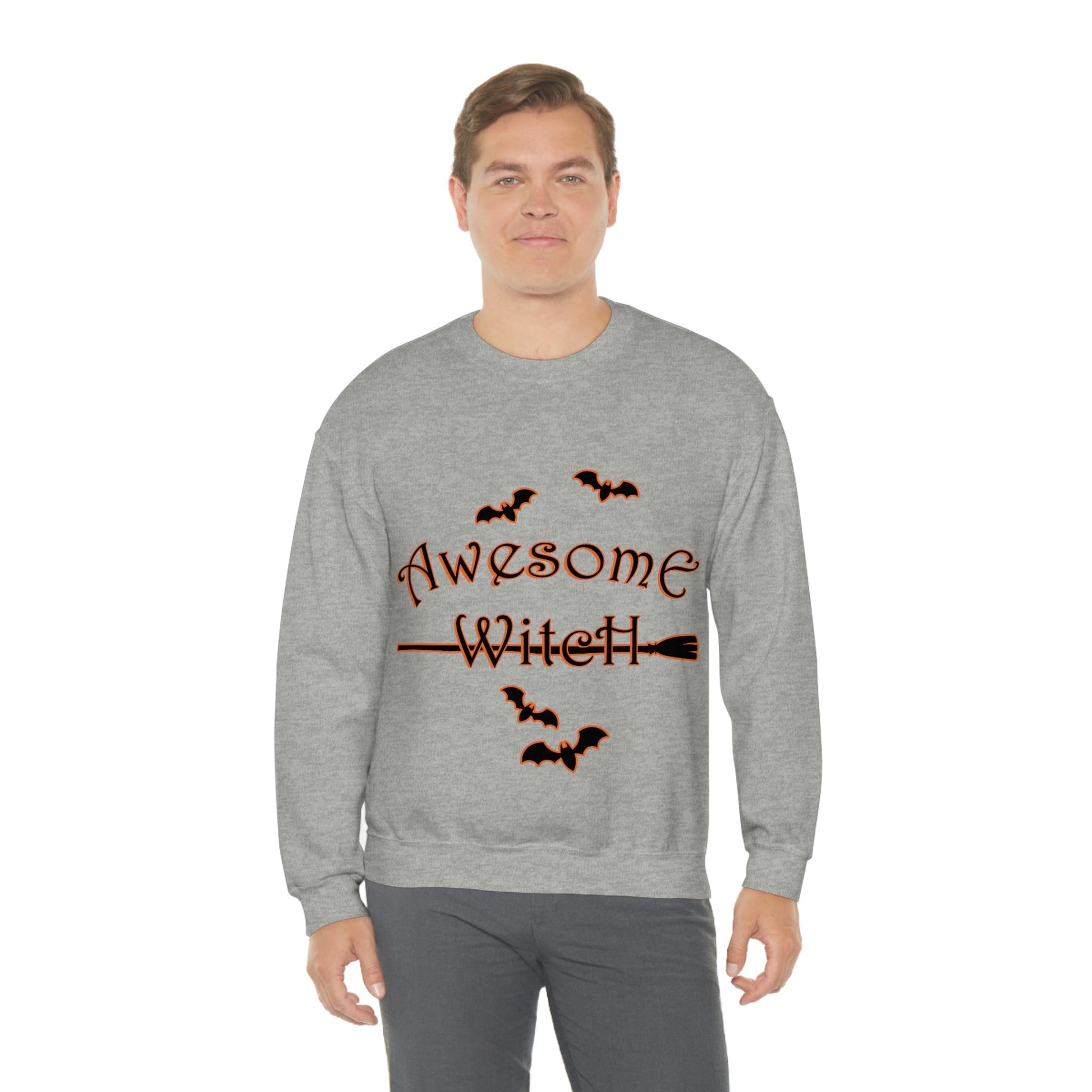 Awesome Witch Halloween Unisex Heavy Blend™ Crewneck Sweatshirt Ichaku [Perfect Gifts Selection]