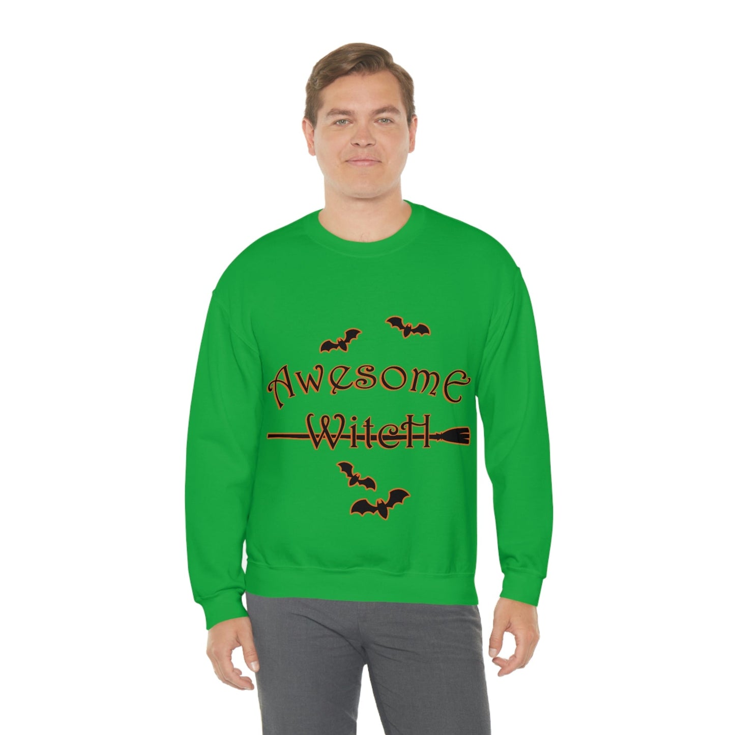 Awesome Witch Halloween Unisex Heavy Blend™ Crewneck Sweatshirt Ichaku [Perfect Gifts Selection]