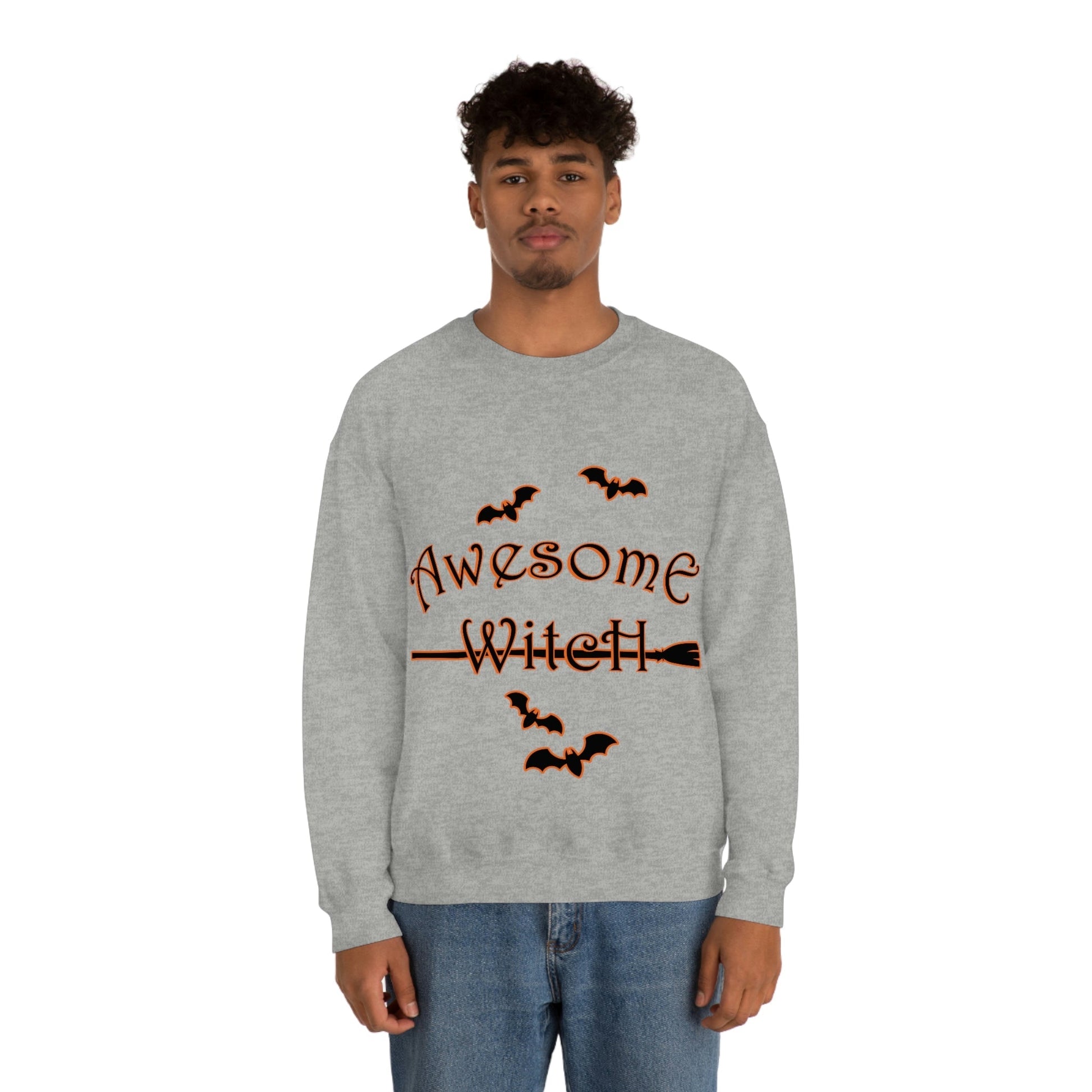 Awesome Witch Halloween Unisex Heavy Blend™ Crewneck Sweatshirt Ichaku [Perfect Gifts Selection]