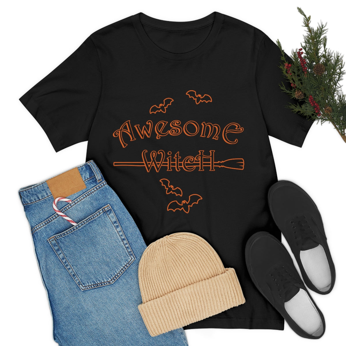 Awesome Witch Halloween Unisex Jersey Short Sleeve T-Shirt Ichaku [Perfect Gifts Selection]
