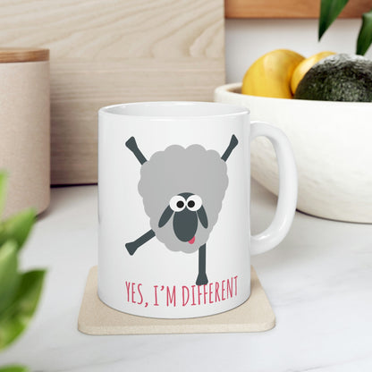 Be Different Sheep Funny Mental Health Ceramic Mug 11oz Ichaku [Perfect Gifts Selection]