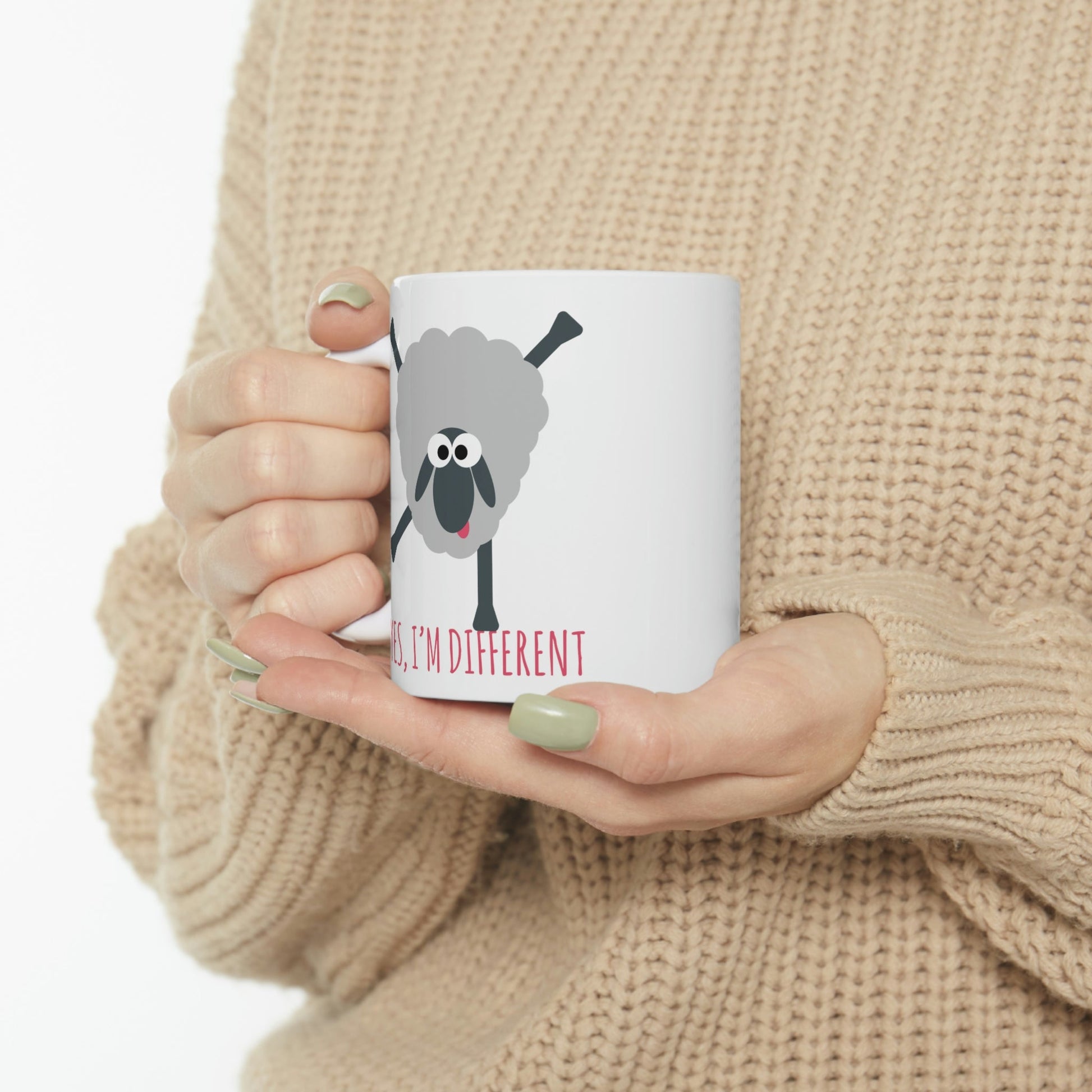 Be Different Sheep Funny Mental Health Ceramic Mug 11oz Ichaku [Perfect Gifts Selection]