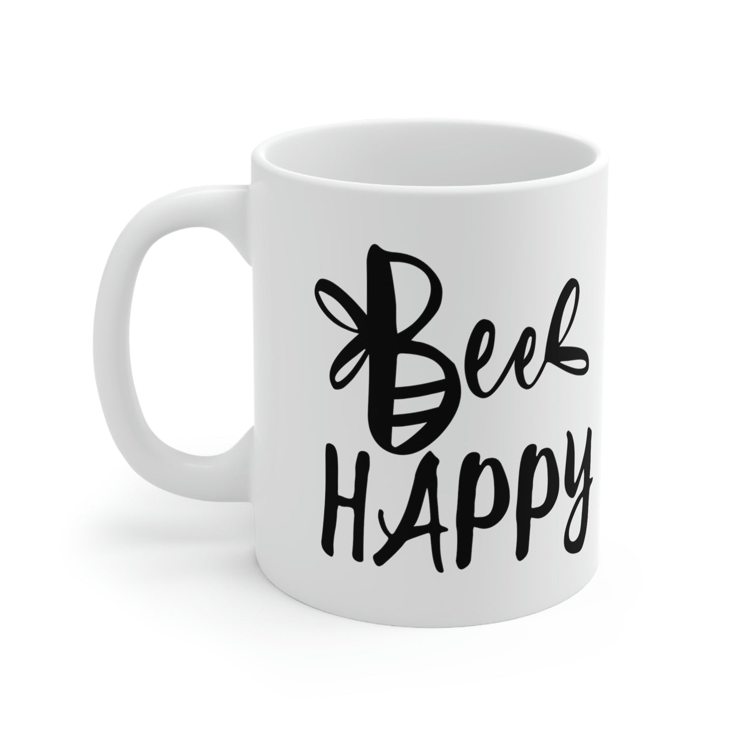 Bee Happy Positive Motivational Slogans Ceramic Mug 11oz Ichaku [Perfect Gifts Selection]