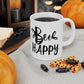 Bee Happy Positive Motivational Slogans Ceramic Mug 11oz Ichaku [Perfect Gifts Selection]