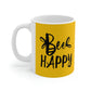 Bee Happy Positive Motivational Slogans Ceramic Mug 11oz Ichaku [Perfect Gifts Selection]