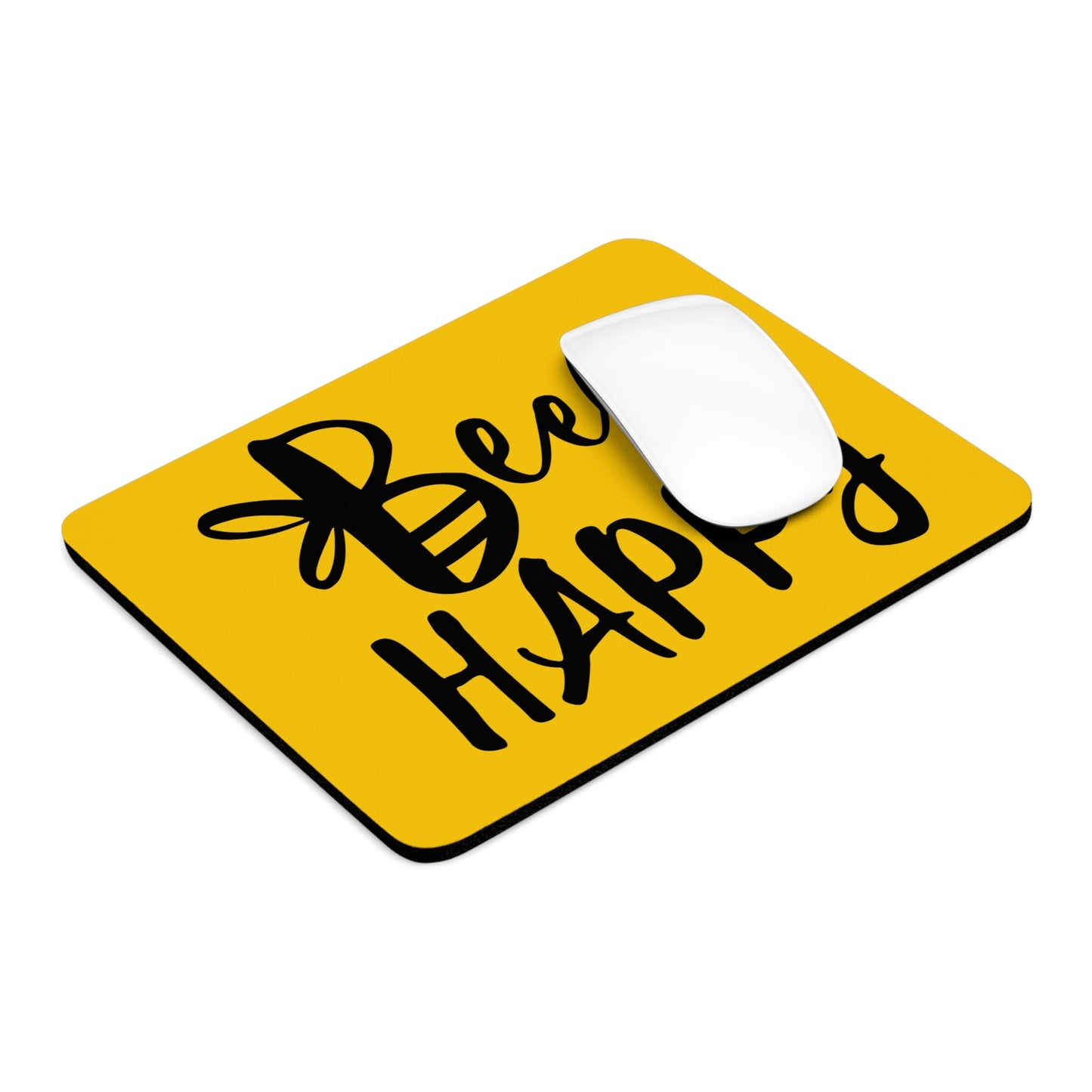 Bee Happy Positive Motivational Slogans Ergonomic Non-slip Creative Design Mouse Pad Ichaku [Perfect Gifts Selection]