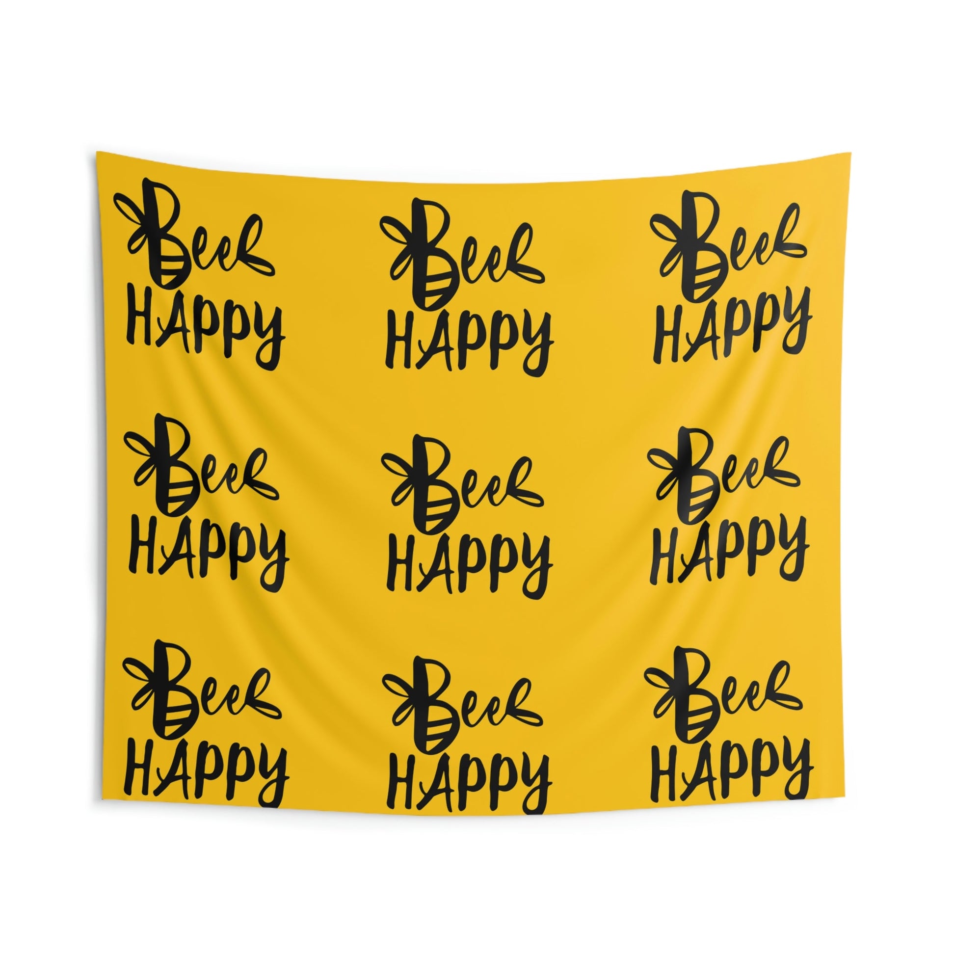 Bee Happy Positive Motivational Slogans Indoor Wall Tapestries Ichaku [Perfect Gifts Selection]