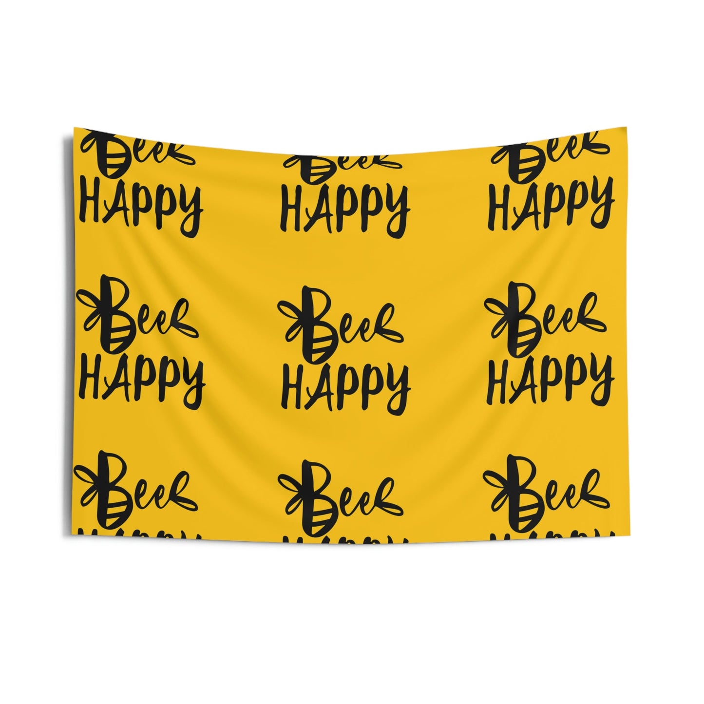 Bee Happy Positive Motivational Slogans Indoor Wall Tapestries Ichaku [Perfect Gifts Selection]