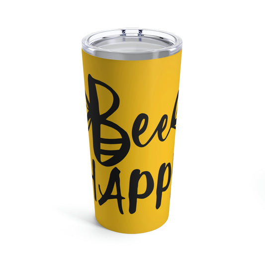Bee Happy Positive Motivational Slogans Stainless Steel Hot or Cold Vacuum Tumbler 20oz Ichaku [Perfect Gifts Selection]