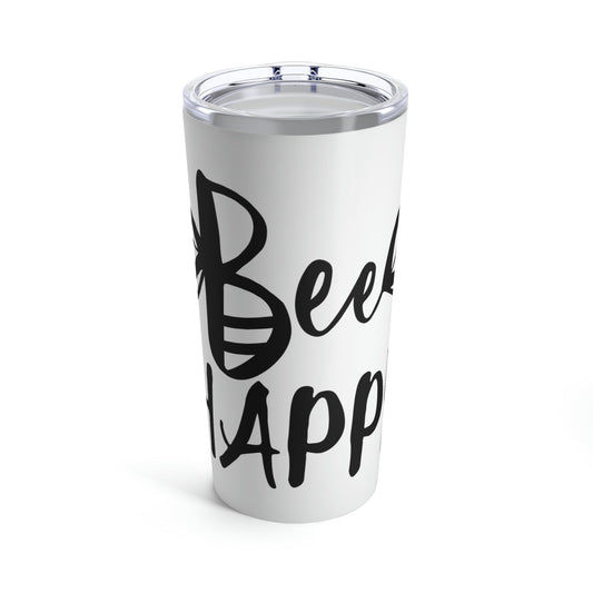 Bee Happy Positive Motivational Slogans Stainless Steel Hot or Cold Vacuum Tumbler 20oz Ichaku [Perfect Gifts Selection]
