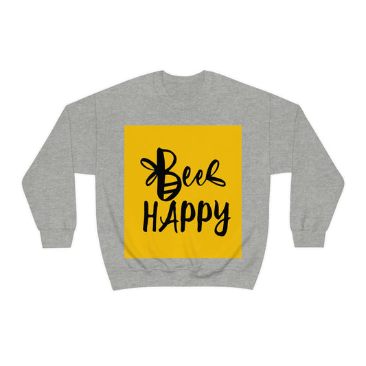Bee Happy Positive Motivational Slogans Unisex Heavy Blend™ Crewneck Sweatshirt Ichaku [Perfect Gifts Selection]