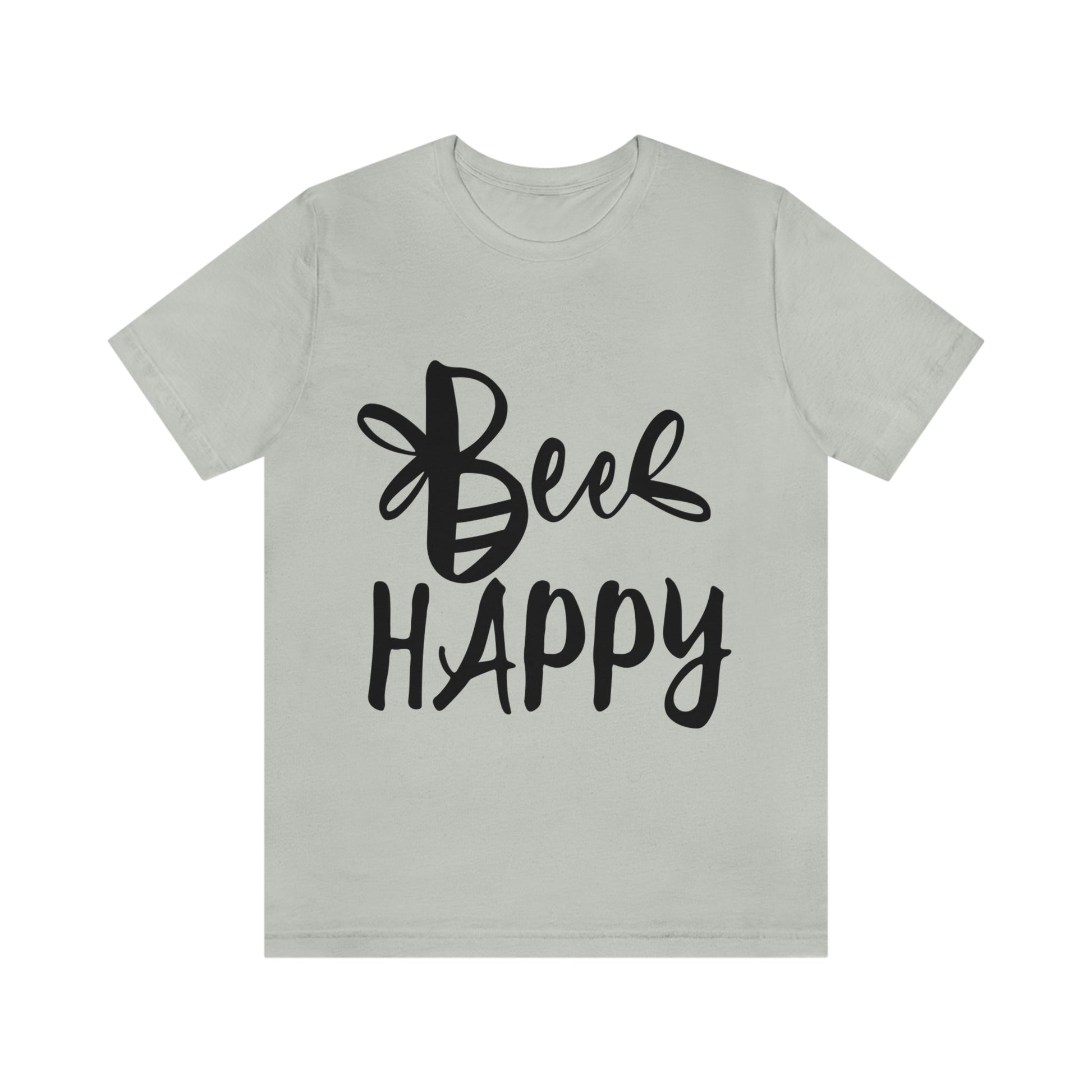 Bee Happy Positive Motivational Slogans Unisex Jersey Short Sleeve T-Shirt Ichaku [Perfect Gifts Selection]